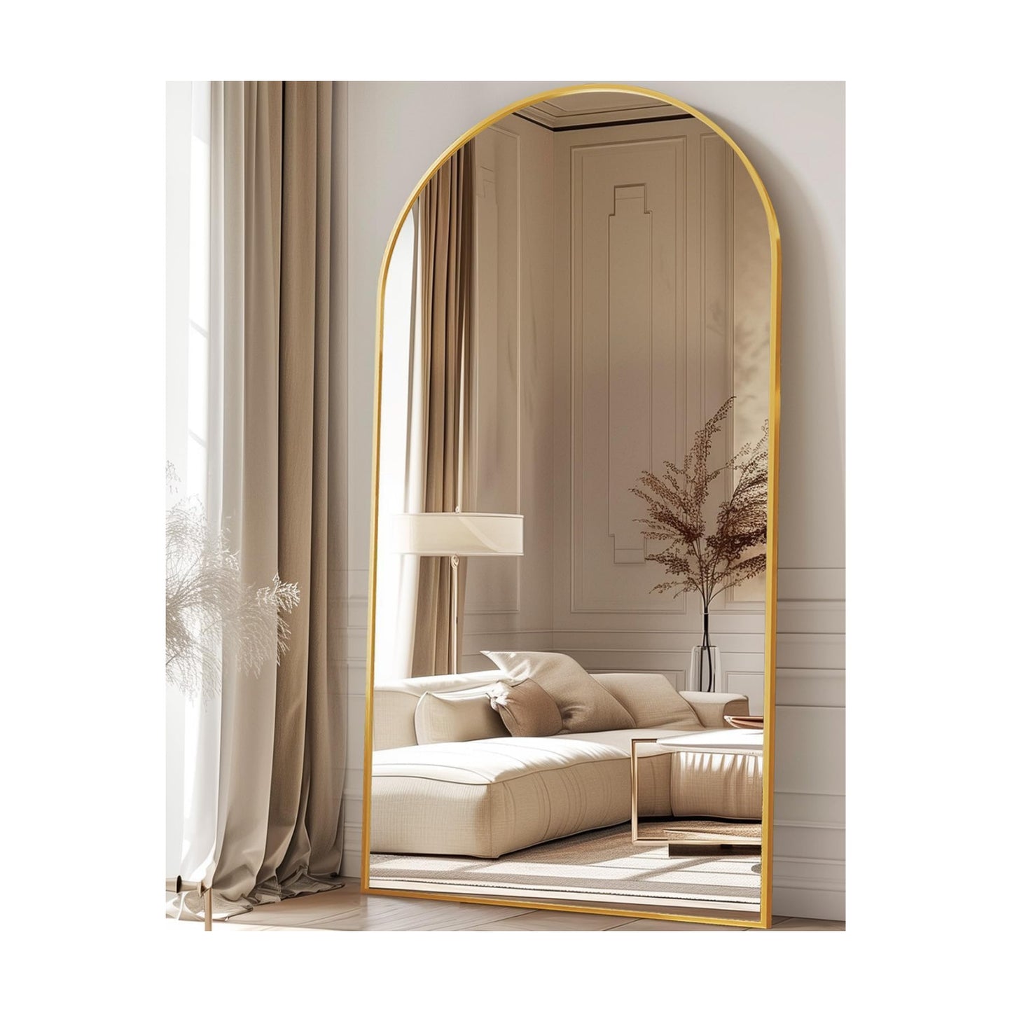 Antok 78" x38” Arched Full Length Mirror, Floor Mirror with Stand,Gold