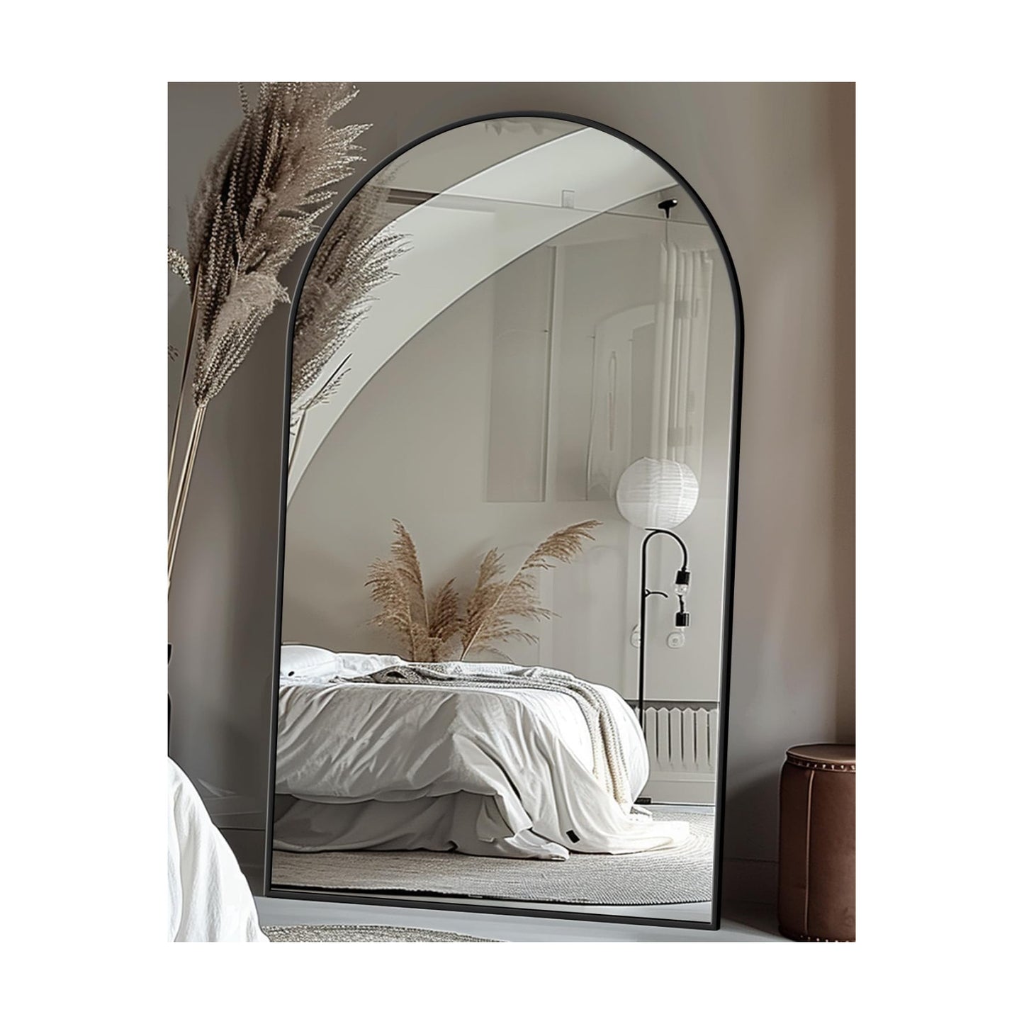 Antok 72" x44” Arched Full Length Mirror, Floor Mirror with Stand,Black