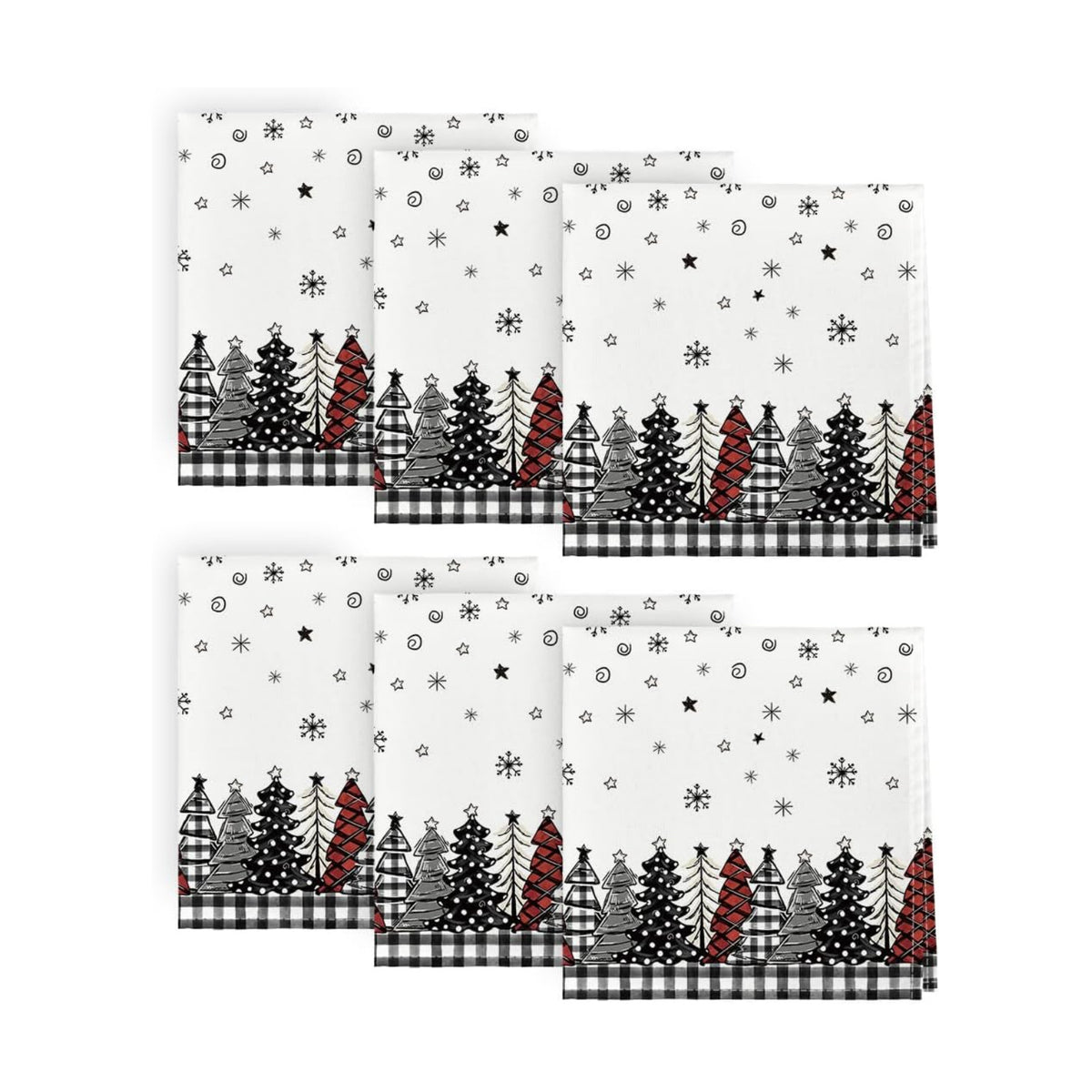 Horaldaily Christmas Trees Buffalo Cloth Napkins, Set of 6