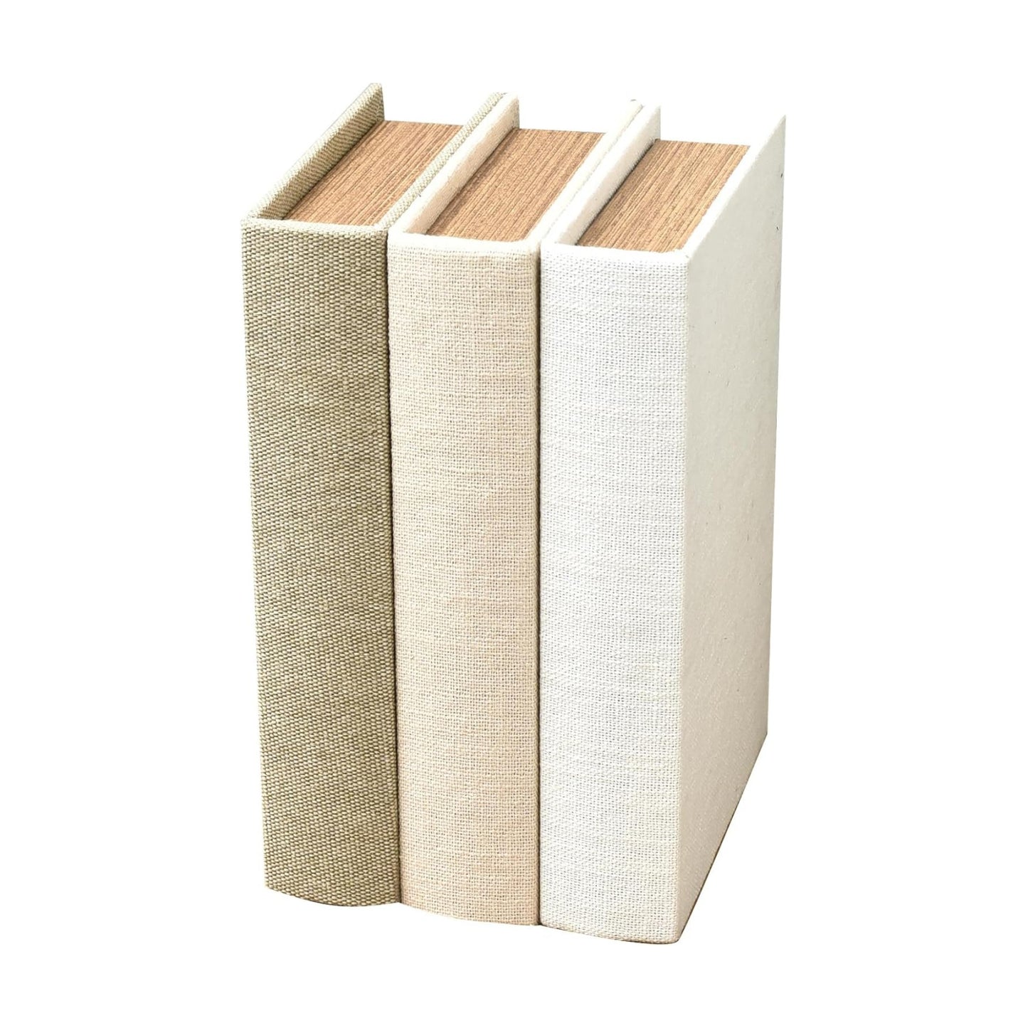 Modern Linen and Wood Decorative Faux Book Boxes / Taupe,beige,off-white / Set of 10