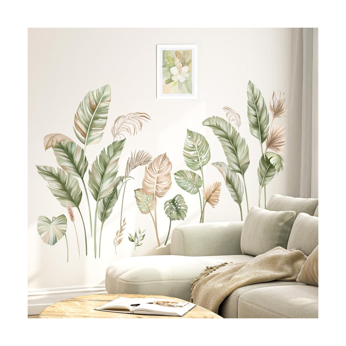 Boho Palm Leaves Wall Stickers Tropical Plants Peel and Stick Wall Art Decals / Green