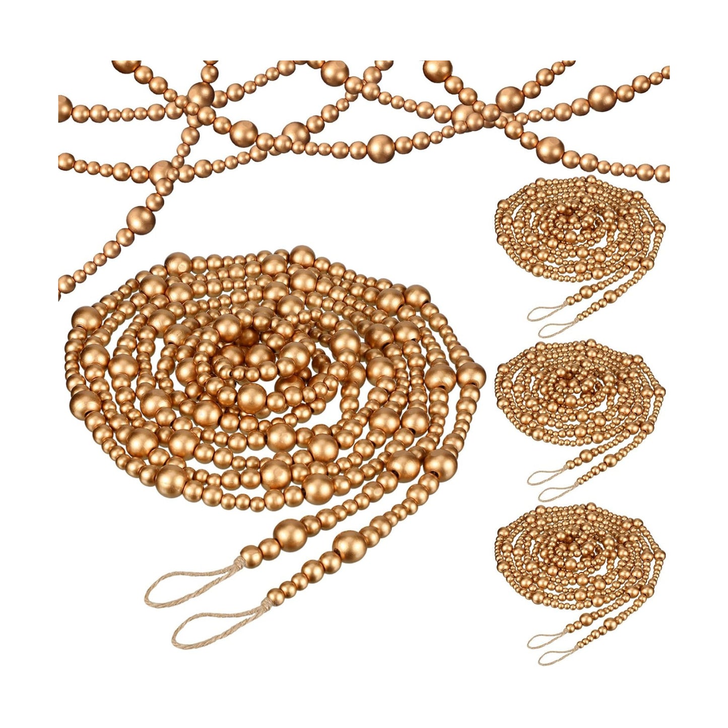 4 Pcs 72 ft Christmas Tree Wood Bead Garland Christmas Wooden Beads Garland Hanging Boho Xmas Decor Rustic Farmhouse