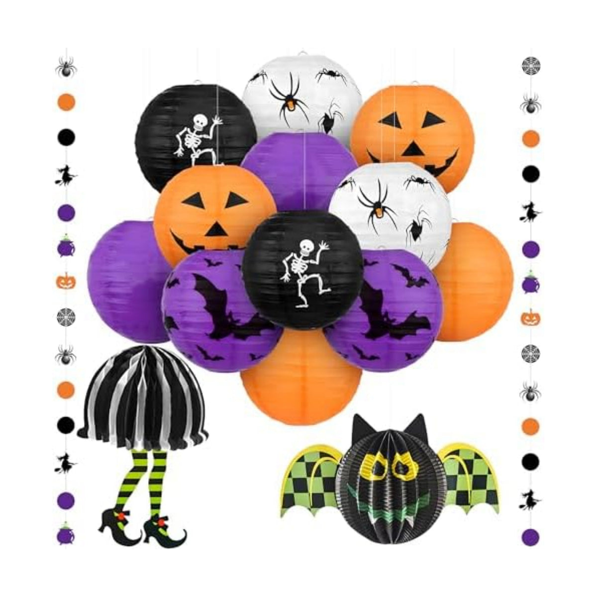 KatchOn Halloween Hanging Paper Lanterns Set, Pack of 15