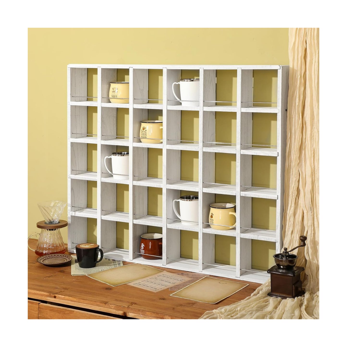 Oversize Coffee Mug Display Rack Wooden Shelves Rustic Shot Glass Display Case Travel Mug Shelf Wall Mounted Rack