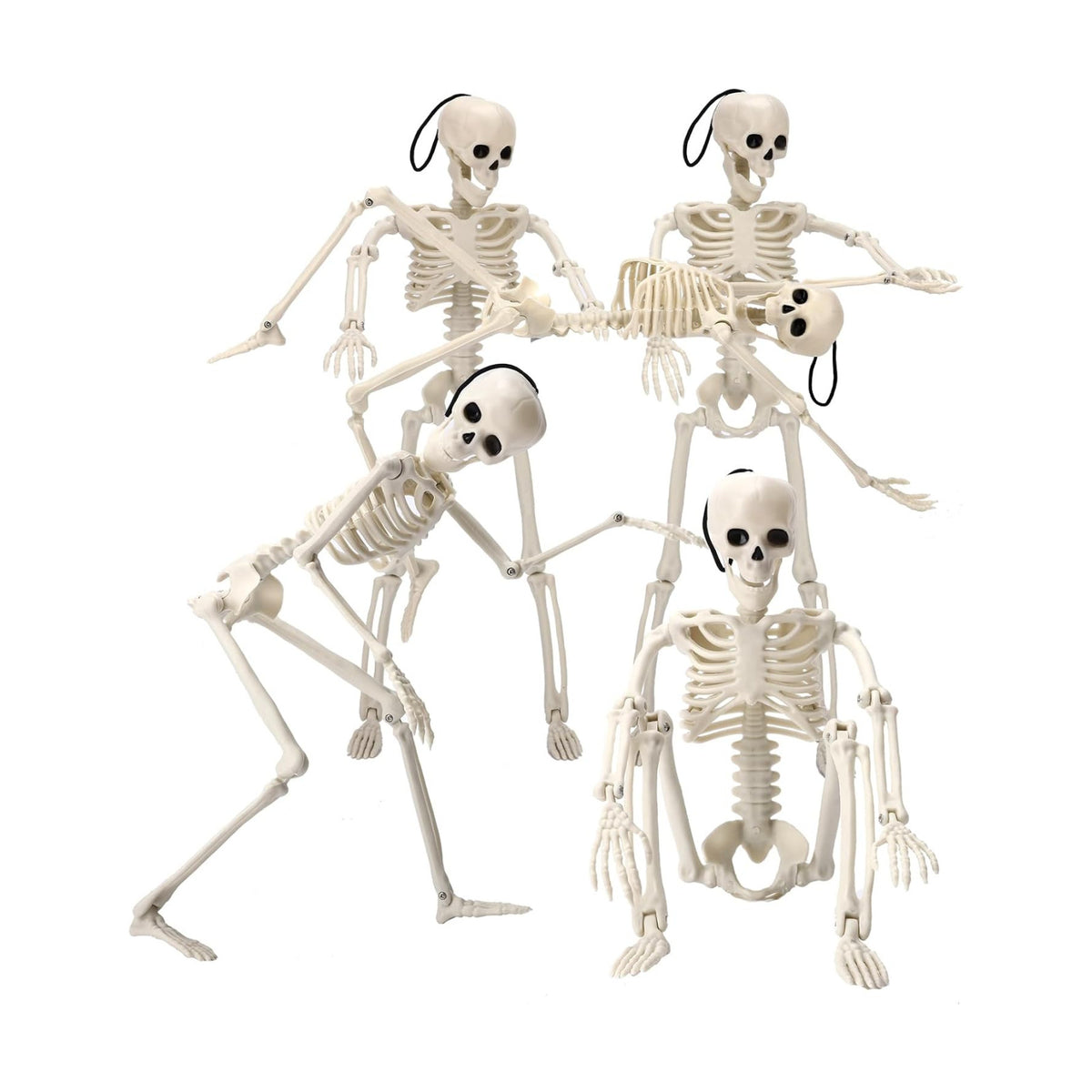 16" Halloween Skeleton Decorations with Posable Joints, 5Pcs