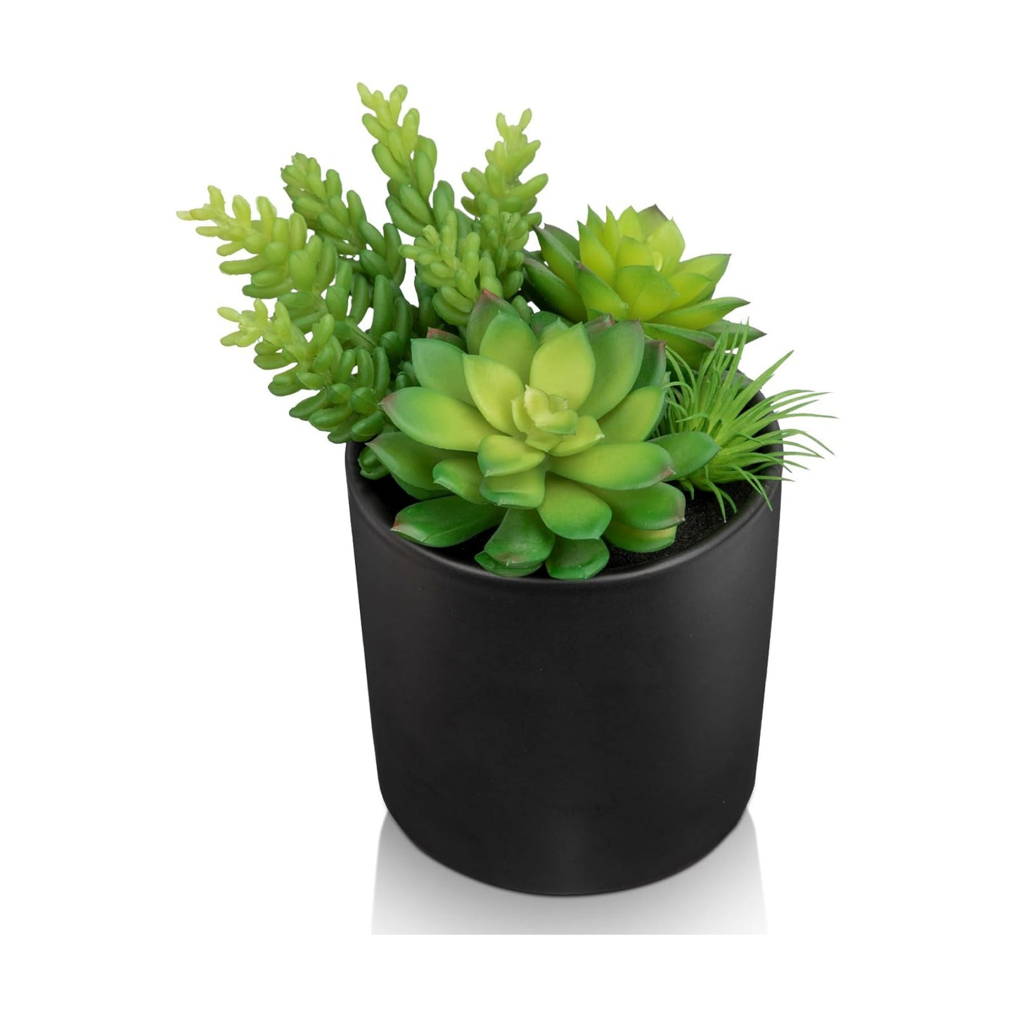 Artificial Succulents in Pots Faux Succulents Plants Fake Succulent Arrangement / Black, Medium
