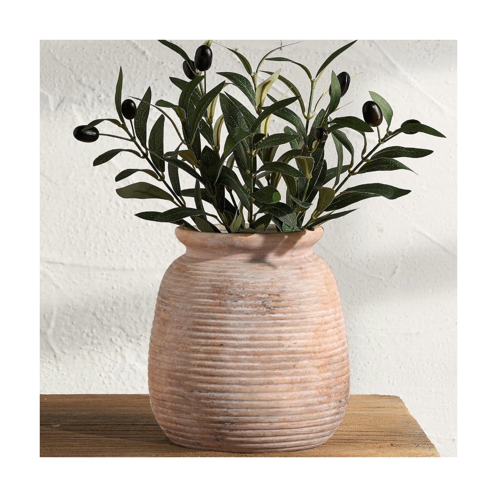 Ceramic Flowers Rustic Vase / 7.5" H - Yellow