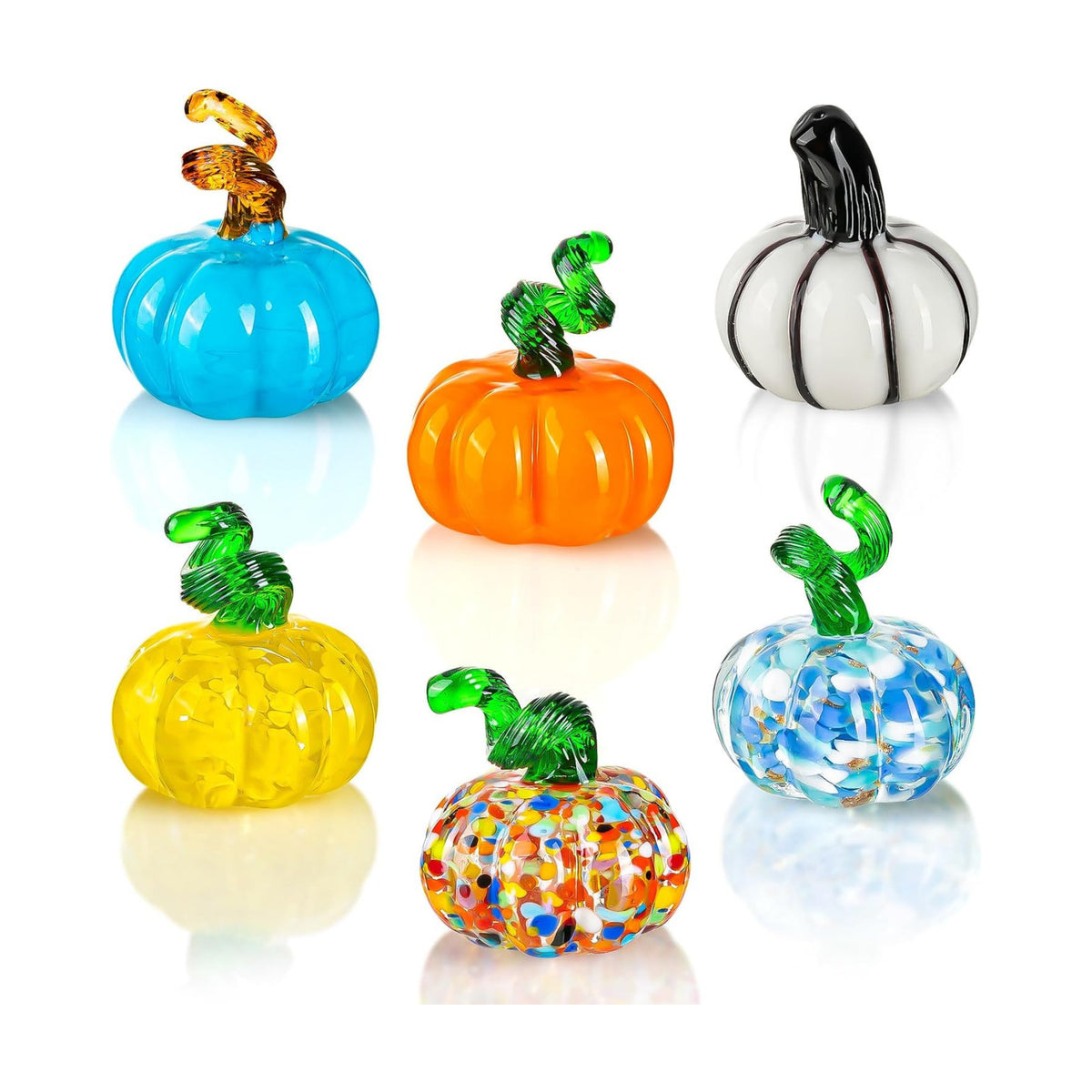 3 Pcs Hand Blown Glass Pumpkin Decorations, Glass Fruit Decor