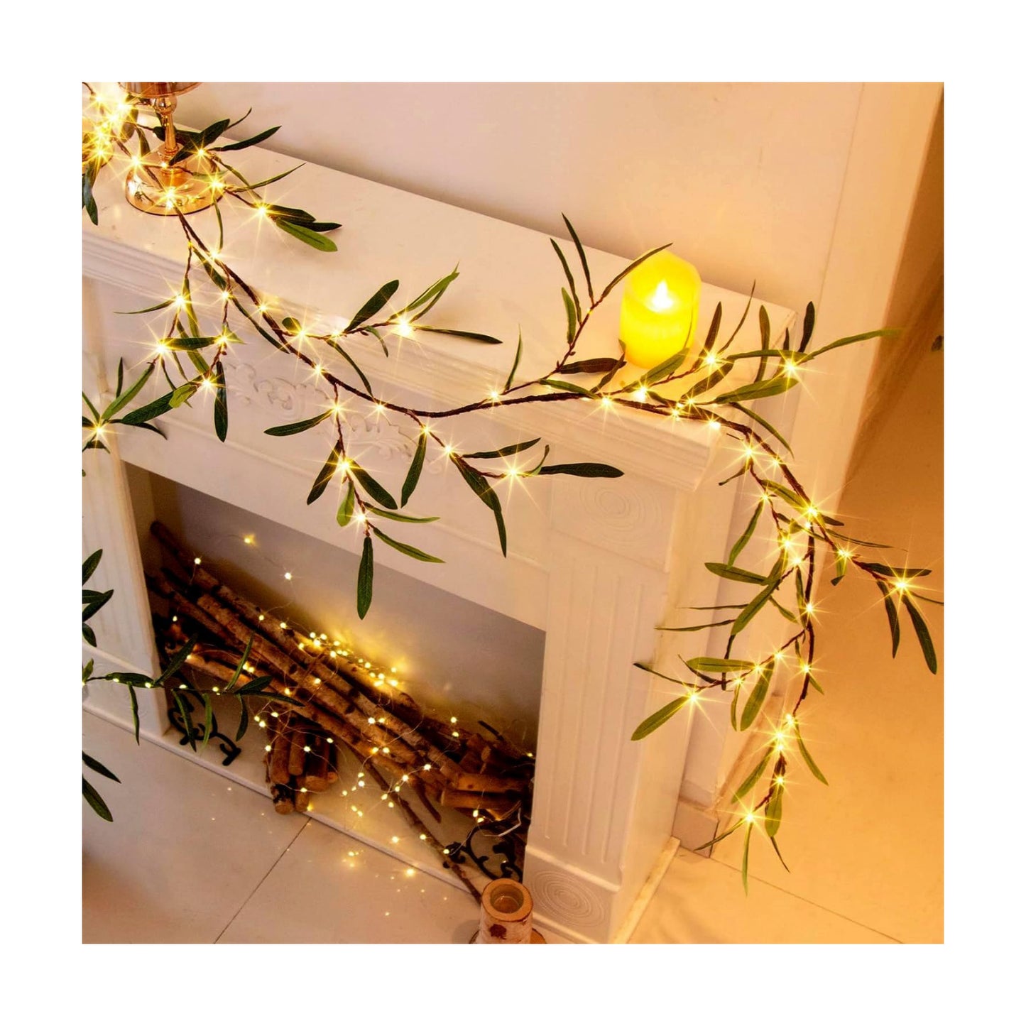 Lighted Artificial Olive Garland / 6 Inch