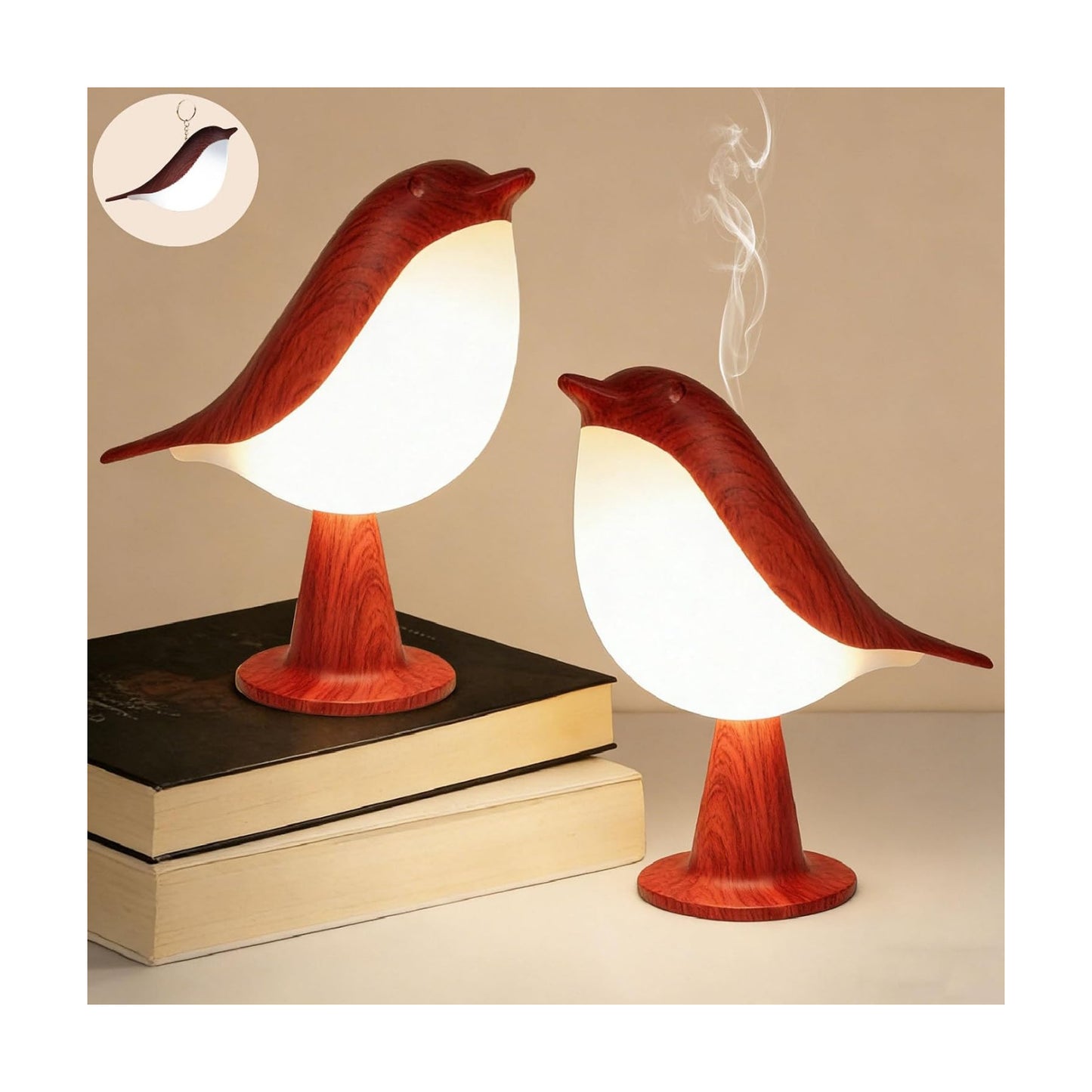 VoMii Bird Desk Lamp Set of 2, Small Table Lamp Cordless Touch Dimmable Night Light with 3 Color Temperature