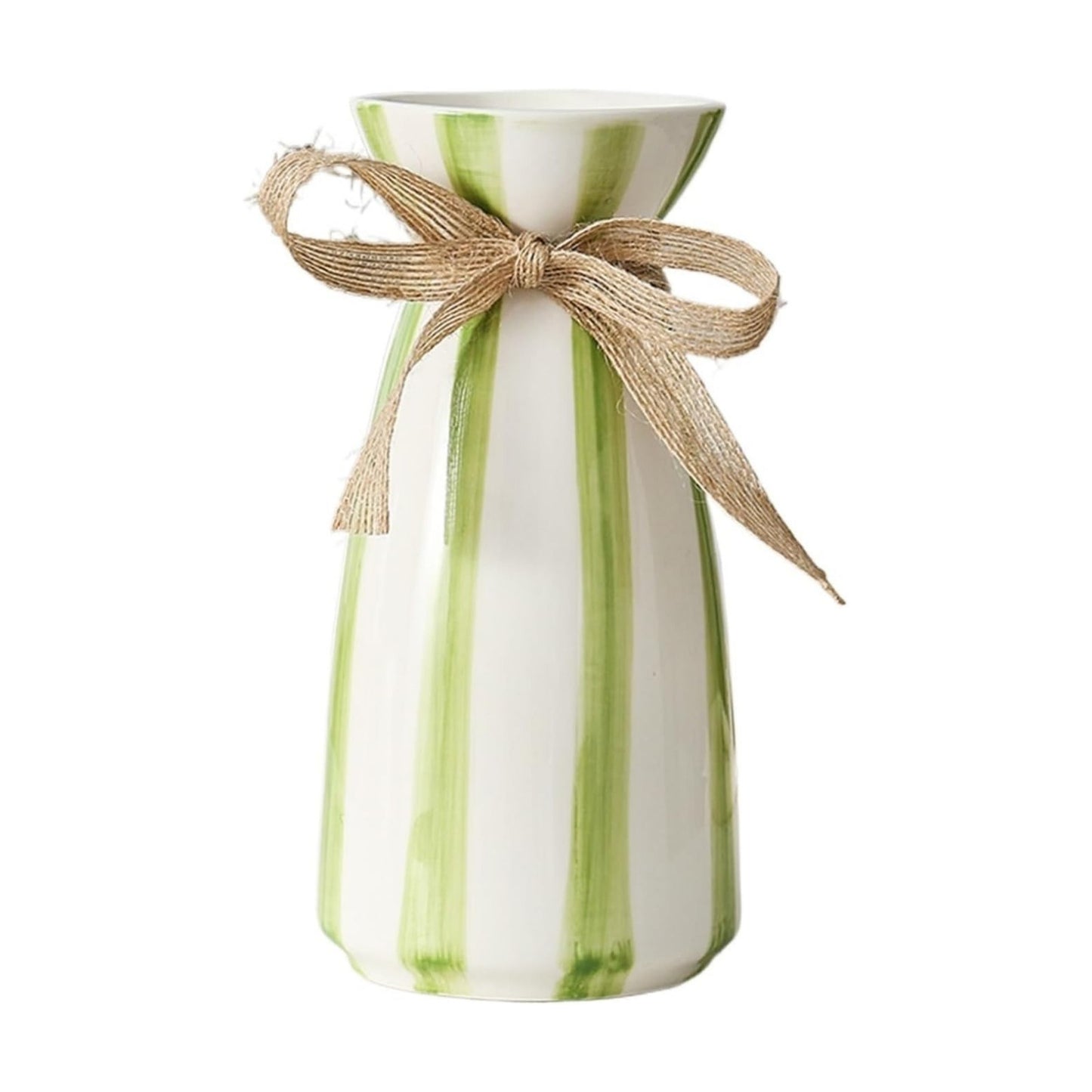 Modern simple blue striped ceramic vase / 3.9 x 7.9 / Green