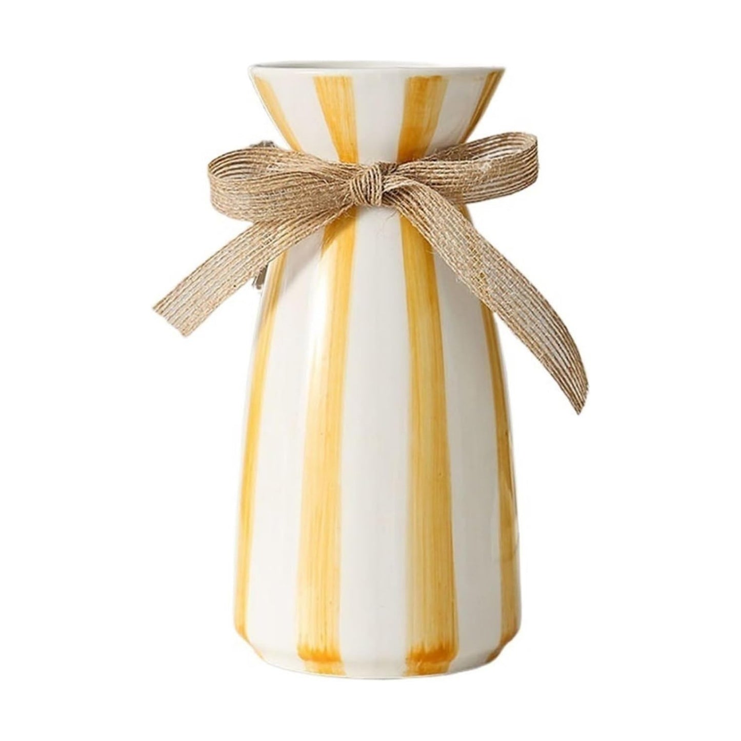 Modern simple blue striped ceramic vase / 3.9 x 7.9 / Yellow