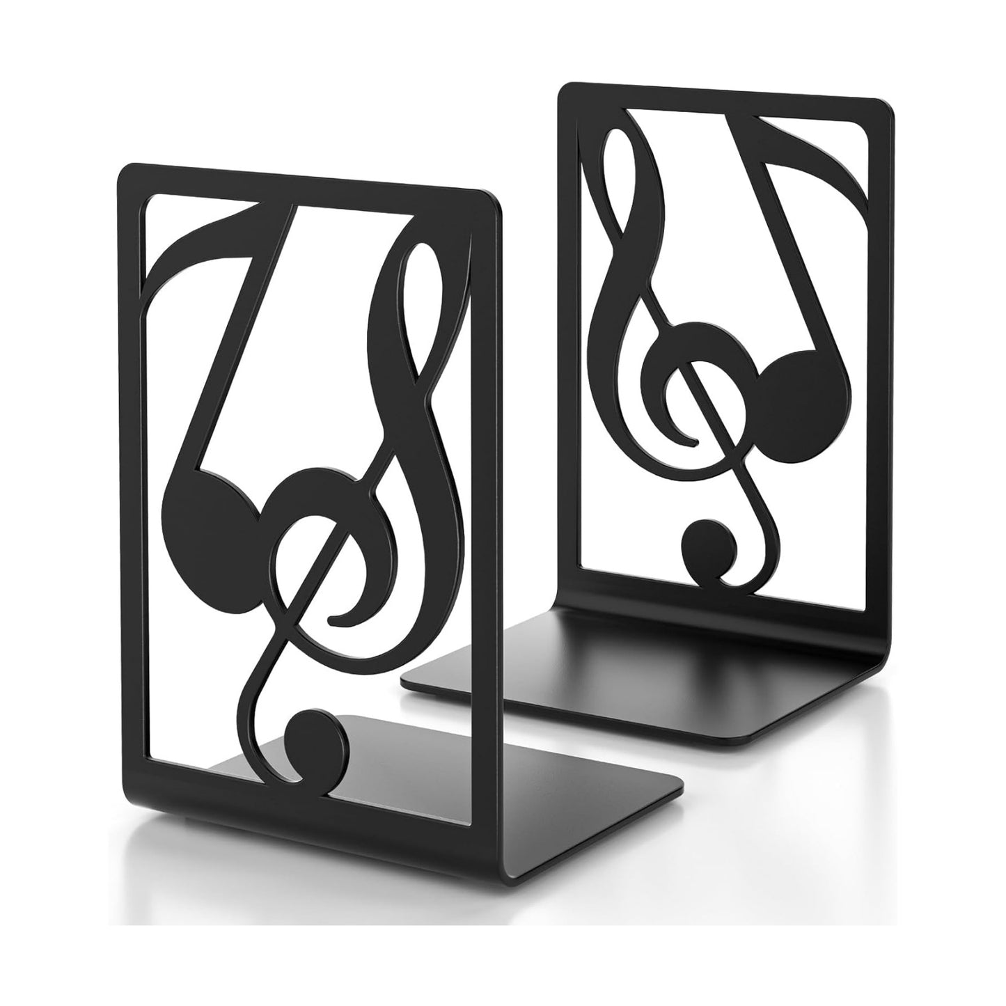 Metal Book Ends for Heavy Books & Shelves / Music / 1 Pair / Black