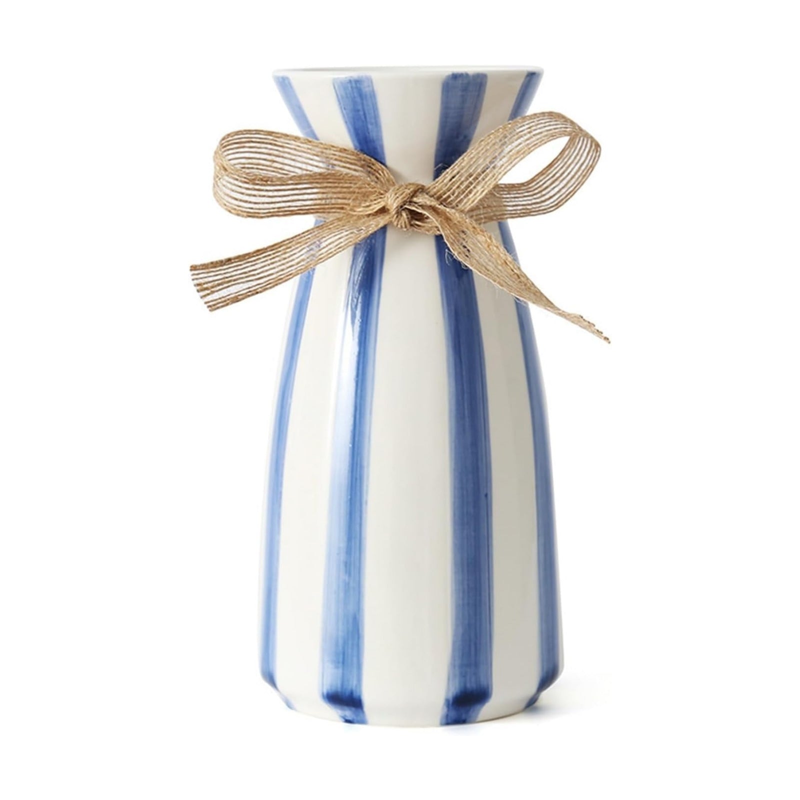 Modern simple striped ceramic vase / 3.9 x 7.9 / Blue