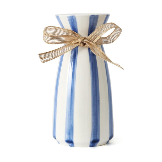 Modern simple striped ceramic vase / 3.9 x 7.9 / Blue