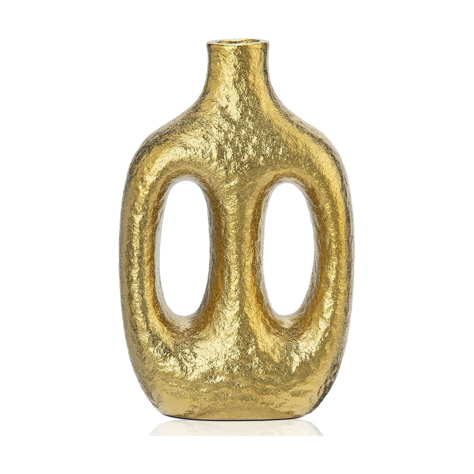 Modern Ceramic Vase Vases for Centerpieces Shelf Entryway Coffee / Double Hole / Gold / 9.4 Inch