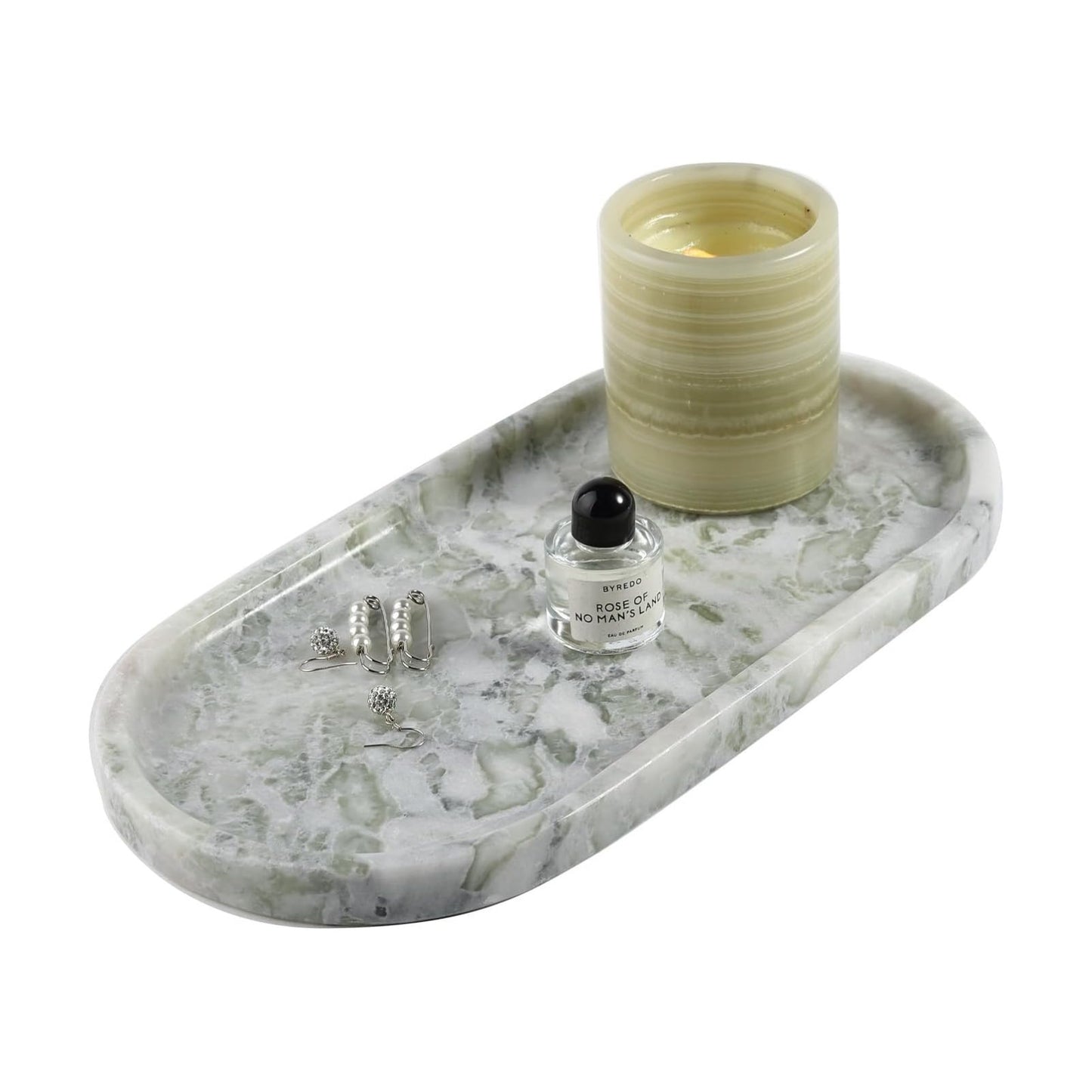Catchall Tray for Perfume / Green Marble-bianco Palomino / 12 x 6 x 0.8