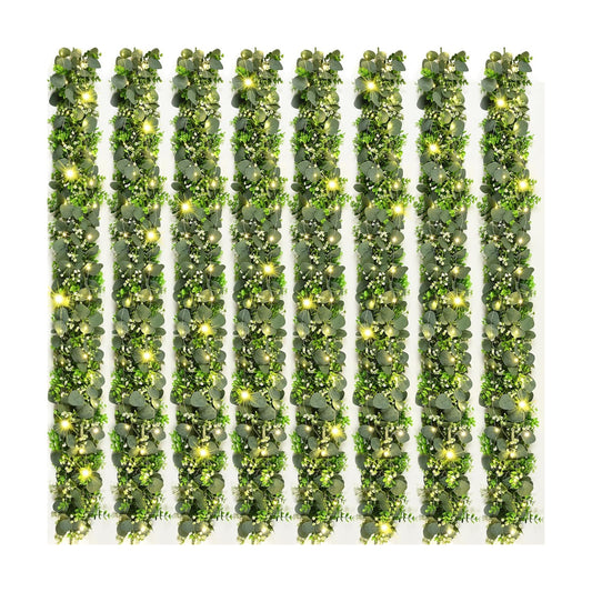 Garland / Flowers / Eucalyptus Garland with Lights / Green / 5.9 Inch / Set of 8