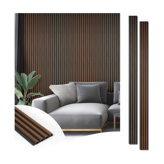 WPC Wood Slat Wall Panel for Interior Décor / 96 x 6 / Walnut / Set of 8