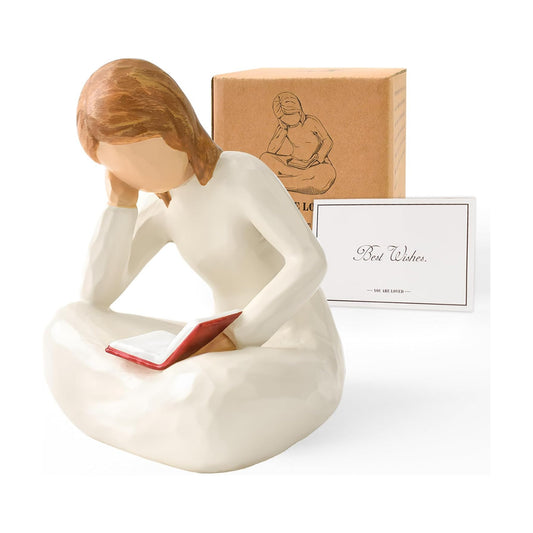 Reading Thinker Statue Book Lover Gifts for Women Readers / Sitting - Reading Thinker