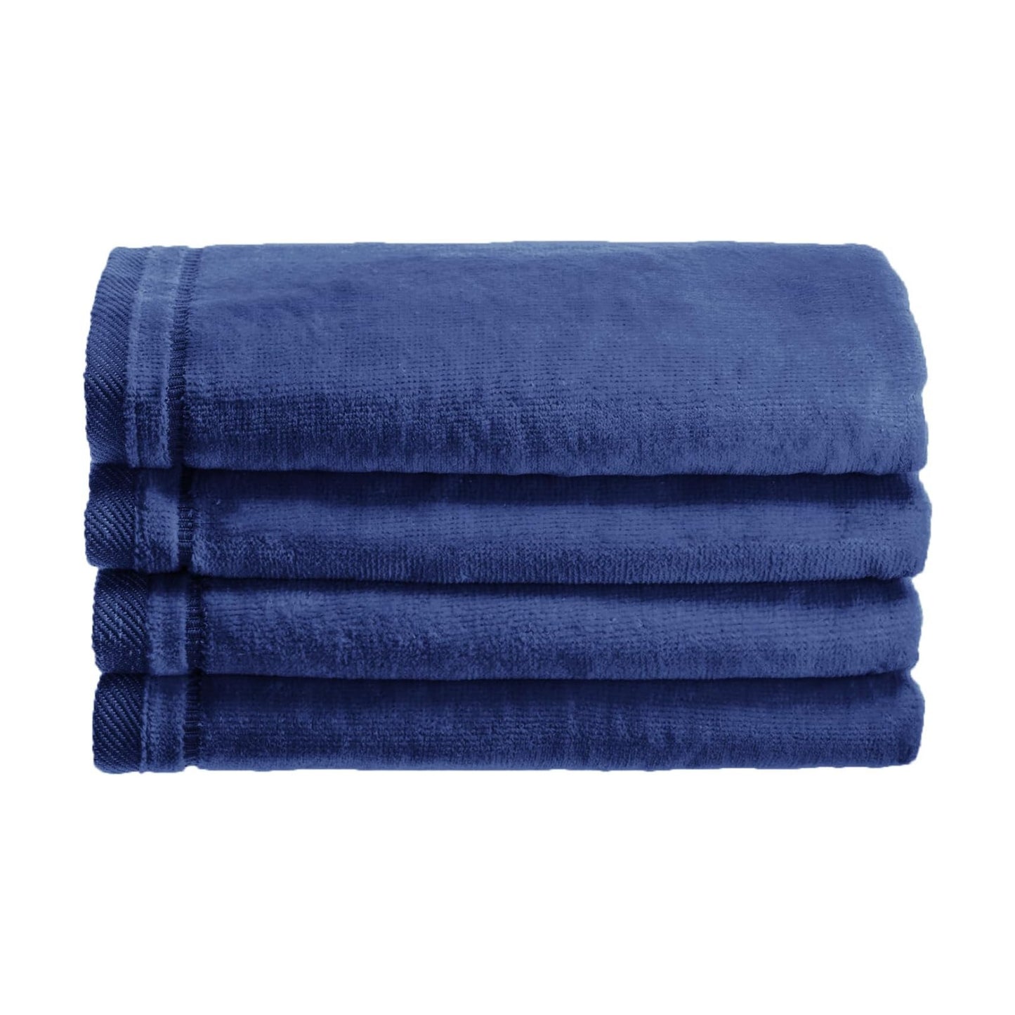 Creative Scents 100% Cotton Blue Velour Fingertip Towels - 4 Pack 11 by 18 Inch – Decorative, Extra Absorbent and Soft