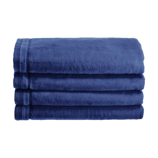 Creative Scents 100% Cotton Blue Velour Fingertip Towels - 4 Pack 11 by 18 Inch – Decorative, Extra Absorbent and Soft