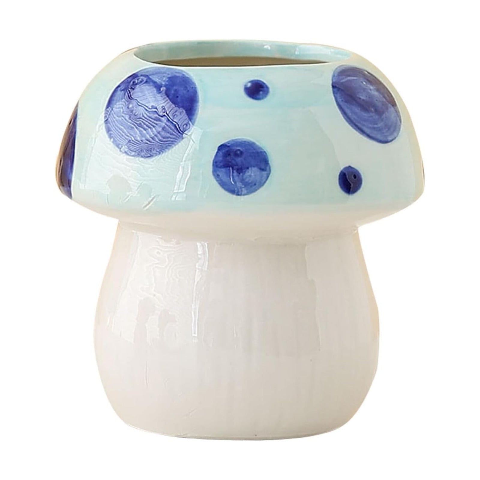 Mushroom Shaped Ceramic Pen Holder / BLUE