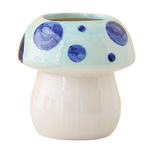 Mushroom Shaped Ceramic Pen Holder / BLUE