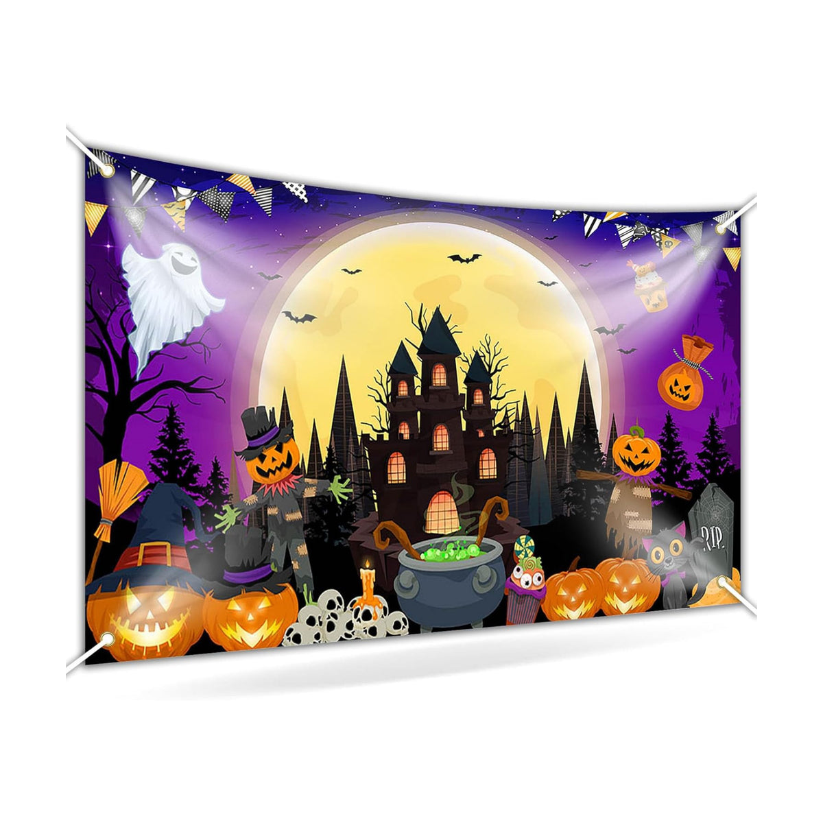 Halloween Banner 6 x 3.6 ft Happy Halloween Backdrop Trick or Treat