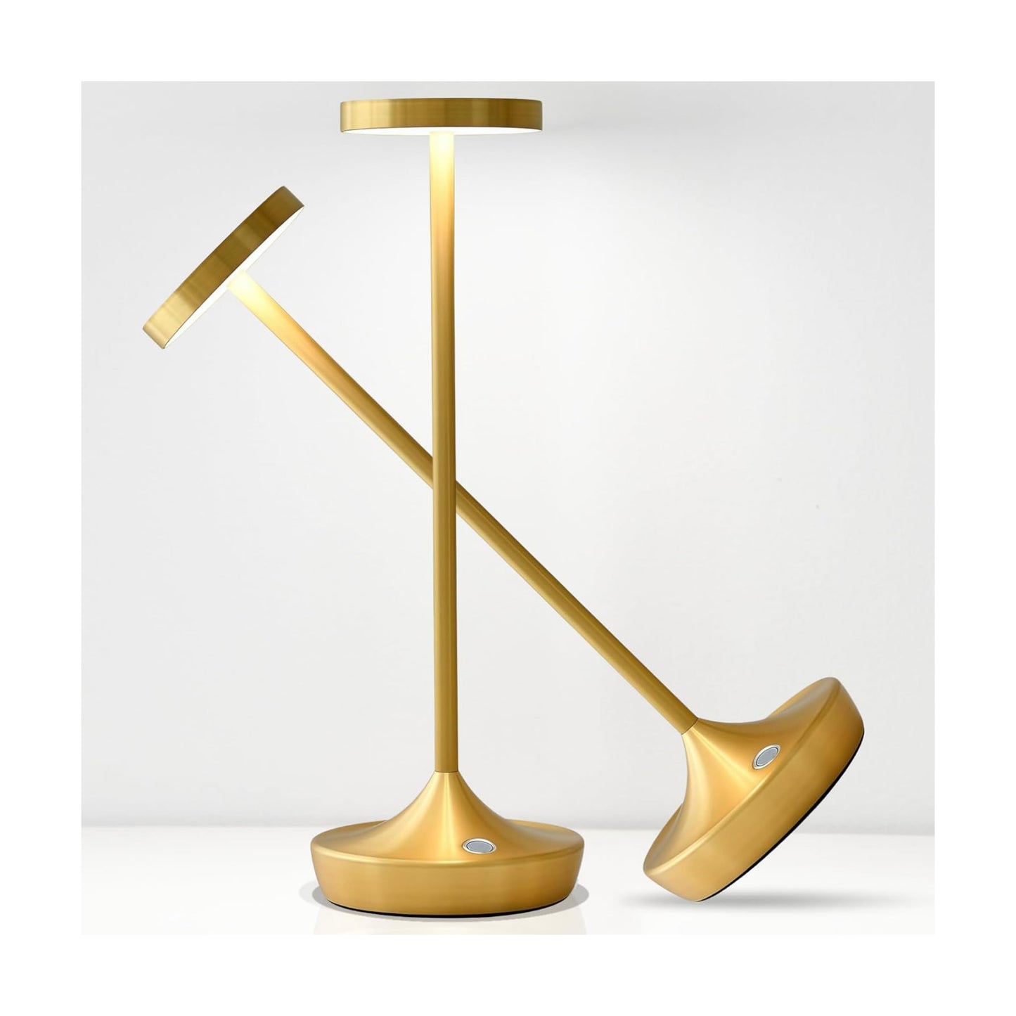 2 Pack Gold Cordless Table Lamps, Rechargeable 6000mAh, 72H Runtime | Stepless Touch Dimming with 3 Color Modes &