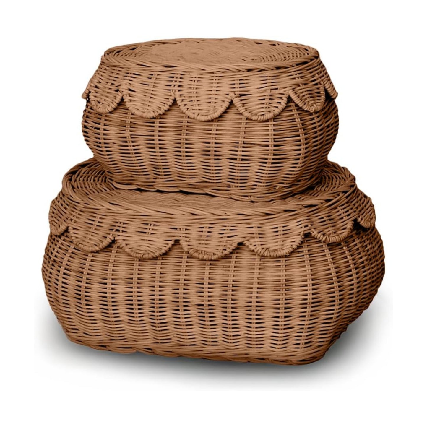 The Original Scalloped Basket / Mocca / 15 x 10 x 6 / Set of 2