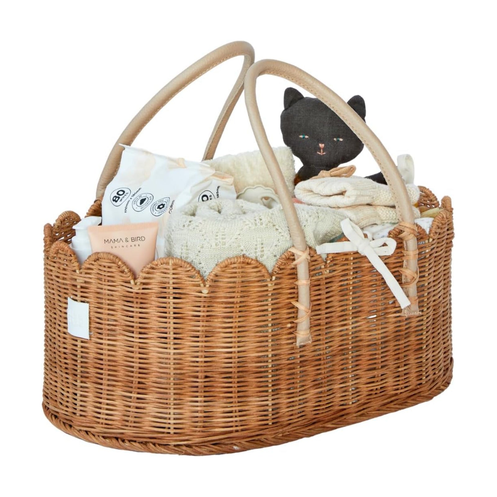 Handmade & Award-Winning Scalloped Rattan Basket / Mocca