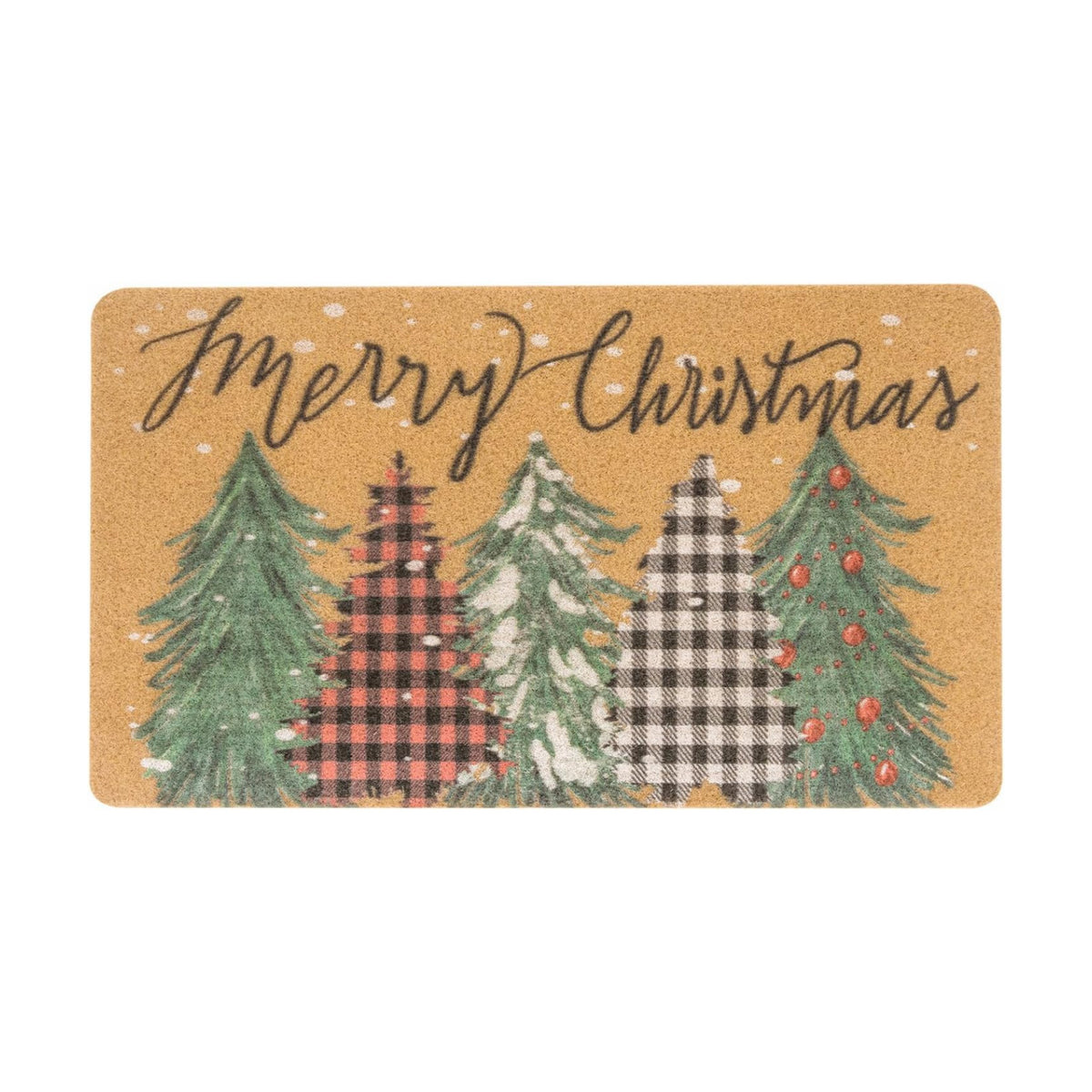 Winter-Chirstmat Welcome-Pine-Trees-Doormat for Outdoor - Xmas-Home-Decor