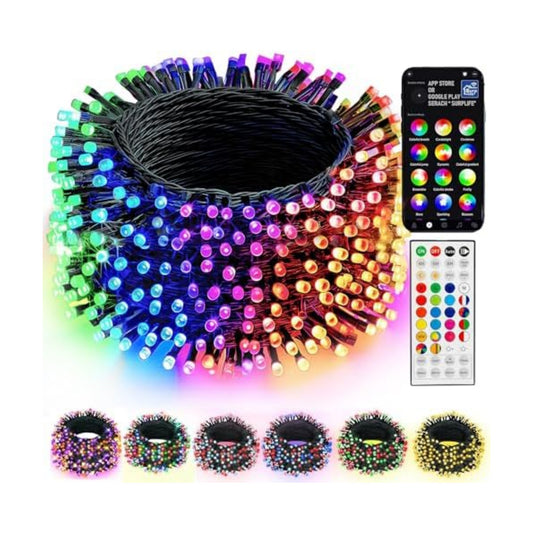 Dazzle Bright Smart Christmas String Lights, 98FT 300 LED RGB Color Changing String Lights with Remote & App Controlled, Halloween Decorations for Indoor Outdoor Holiday Xmas Tree Party Decor