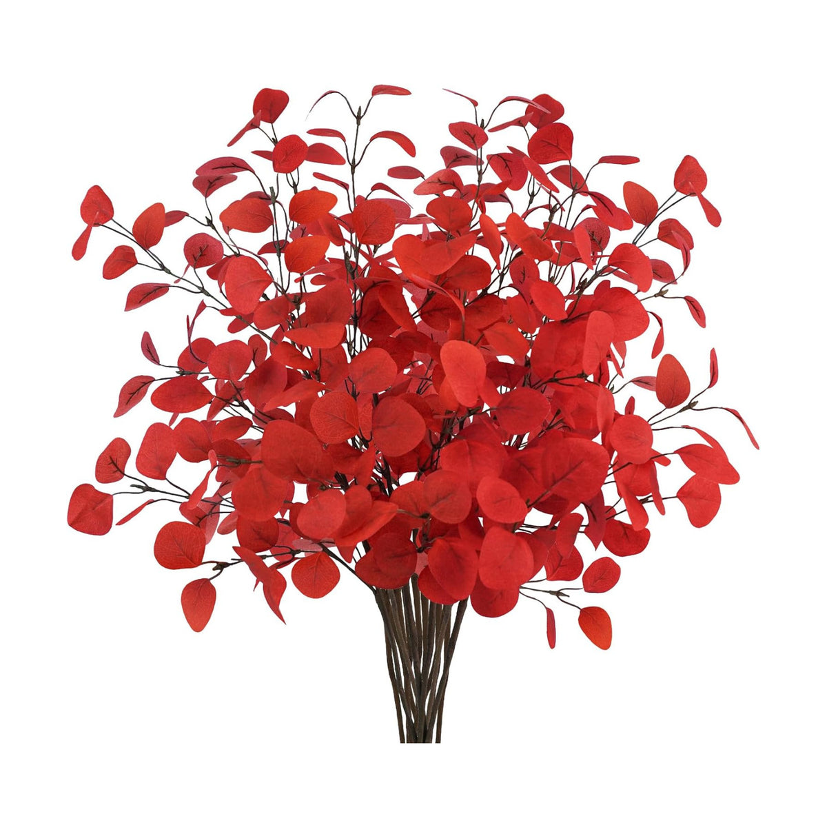 16Pcs Artificial Eucalyptus Leaves Stems 33.8‘’ Eucalyptus Plants Branches Greenery for Home Fireplace Farmhouse Party Wedding Table Bathroom Christmas Décor Red