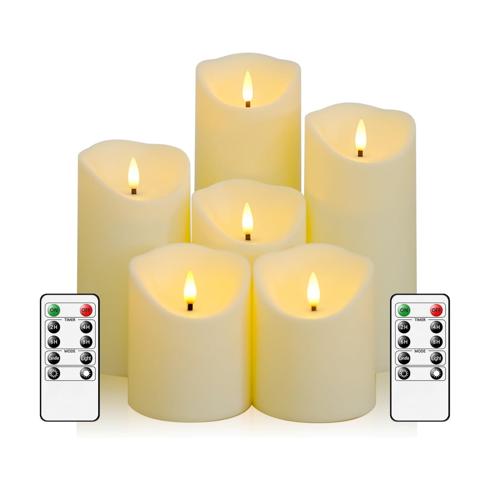 Fo32won Flameless Flickering Candles with Remote Timer, Set of 6 Ivory Led Battery Operated Candles for Home Decor Xmas