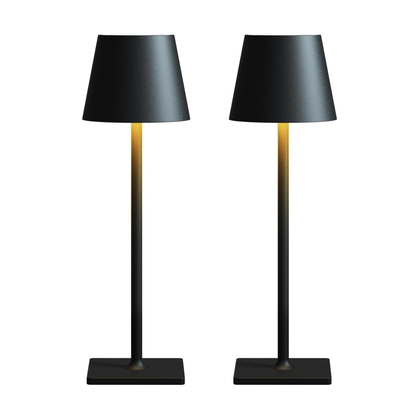 Fizrice Rechargeable Table Lamp 2 Pack Cordless Battery Operated, Black | IP65 waterproof wireless design with