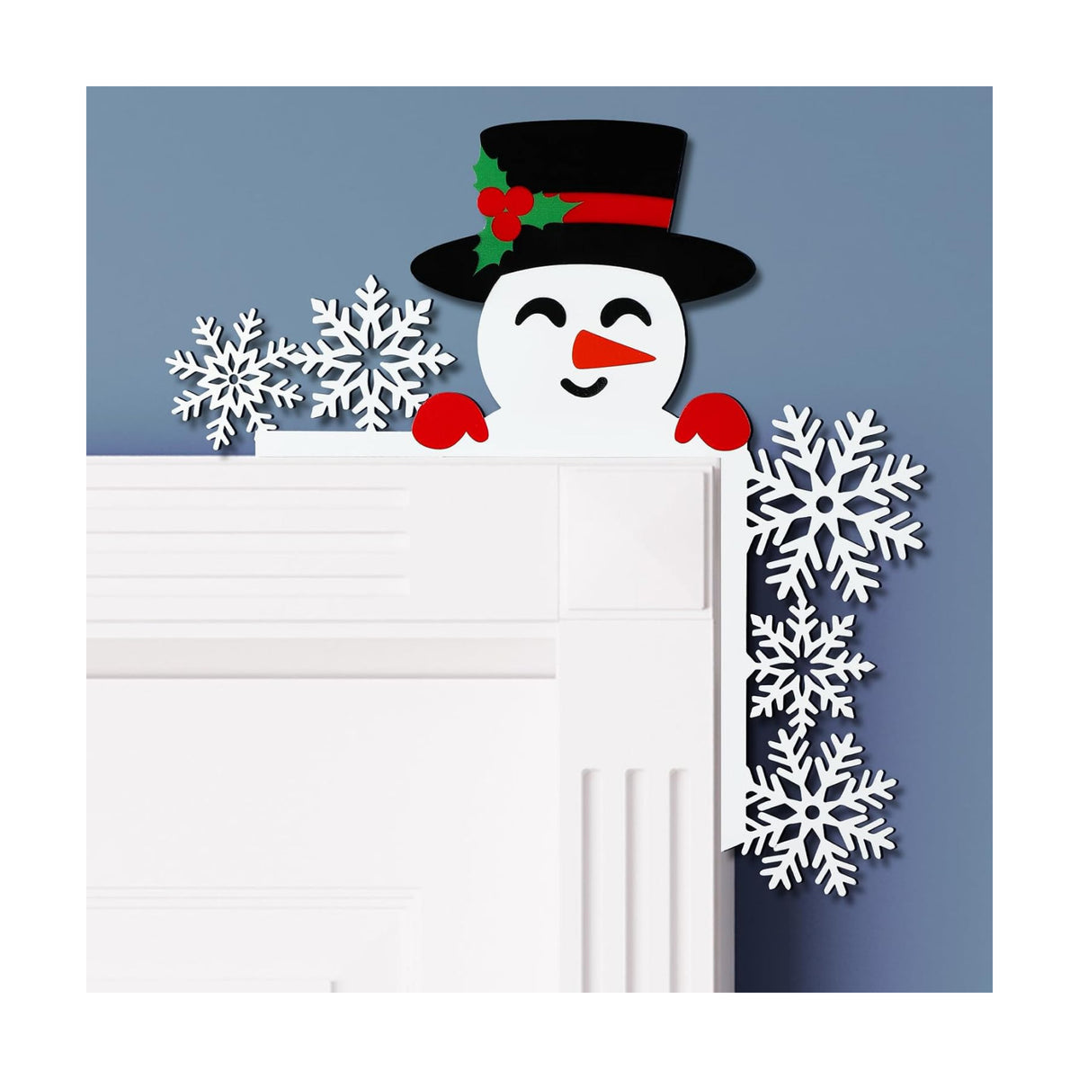 Yaocom11.8" x 11.8" Metal Christmas Door Topper, Snowman Door Frame Decor