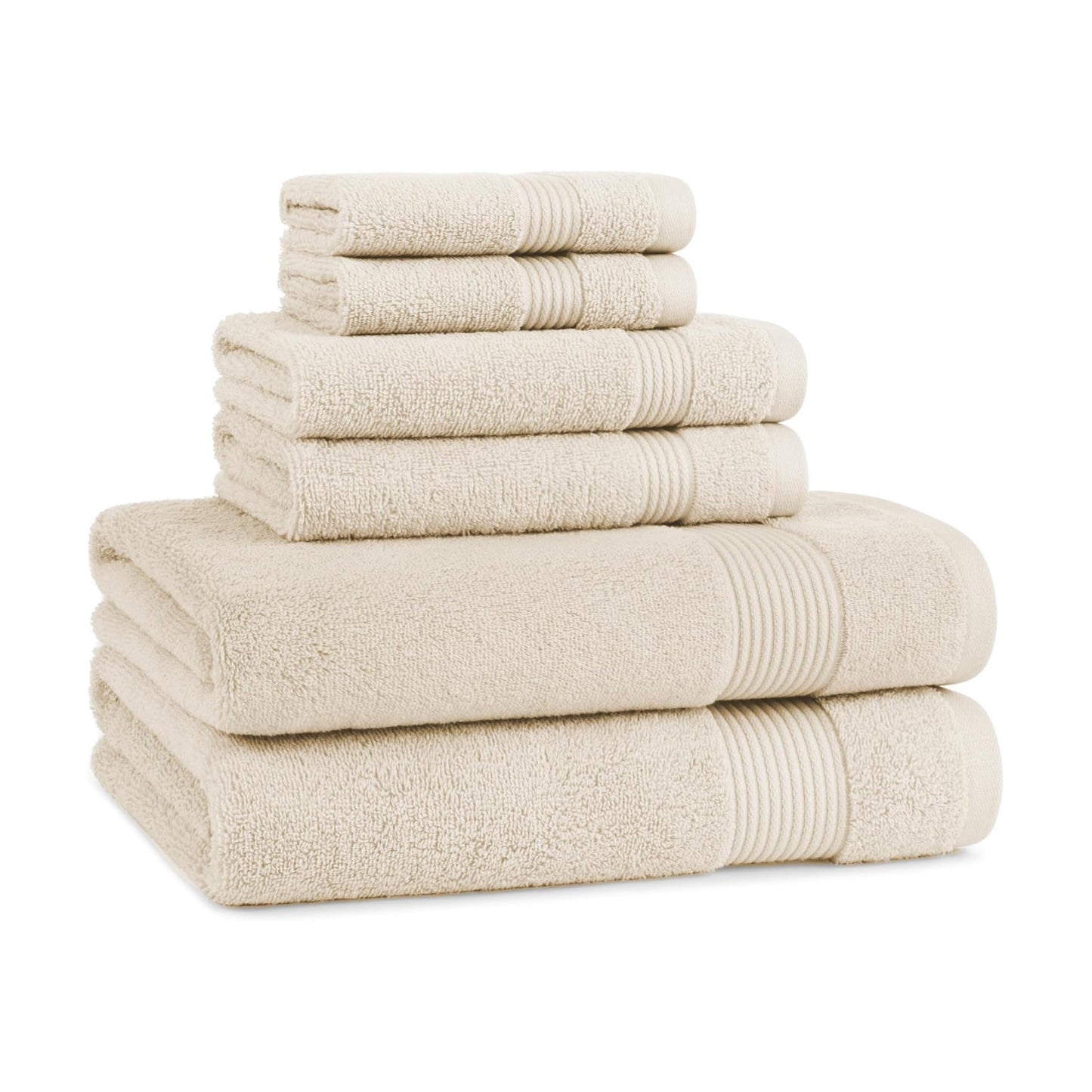 Arkwright Solid 6 Piece Bath Towel Set, 100% Cotton 600 GSM Soft Absorbent Bathroom Towels for Hotel, Spa or Vacation