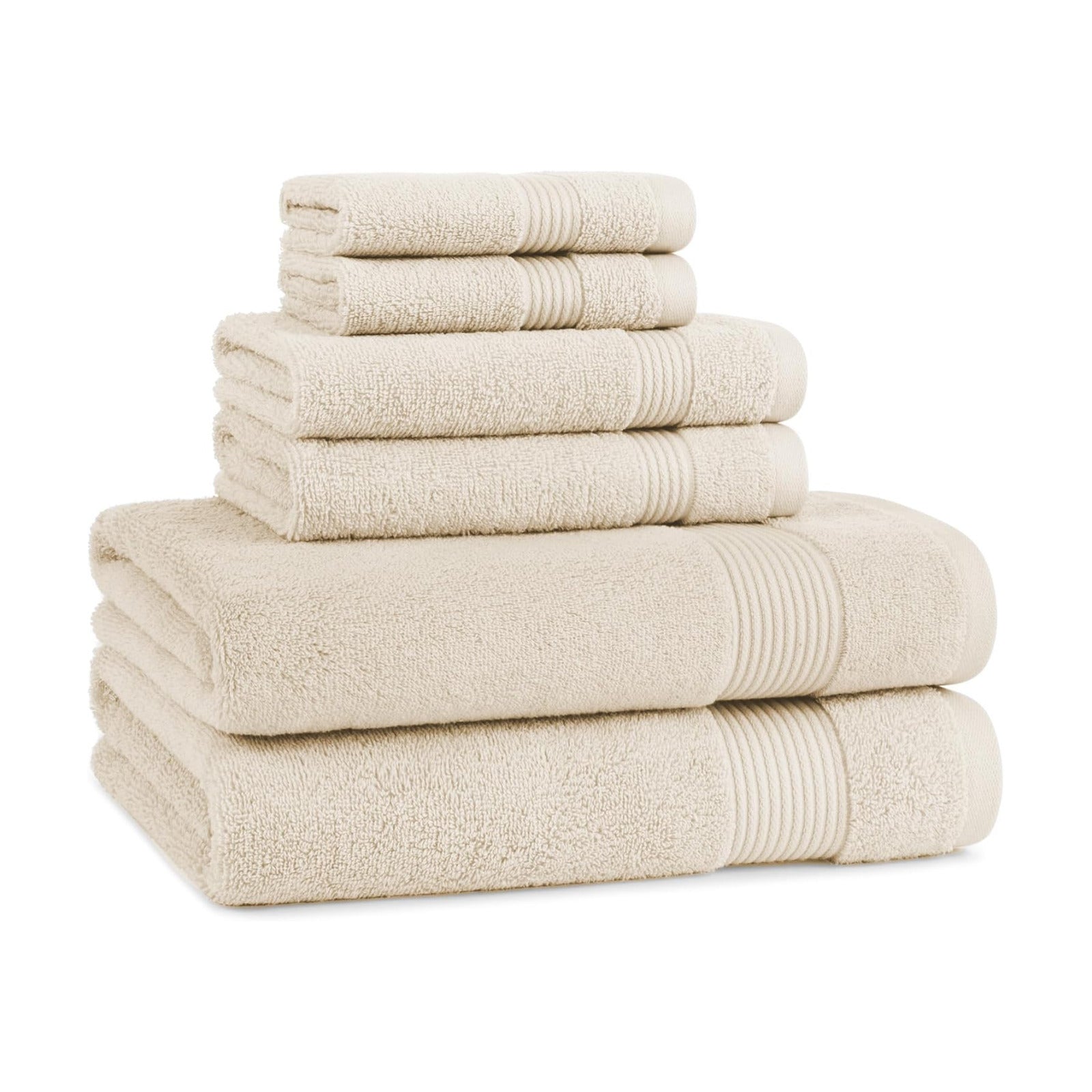 Arkwright Solid 6 Piece Bath Towel Set, 100% Cotton 600 GSM Soft Absorbent Bathroom Towels for Hotel, Spa or Vacation