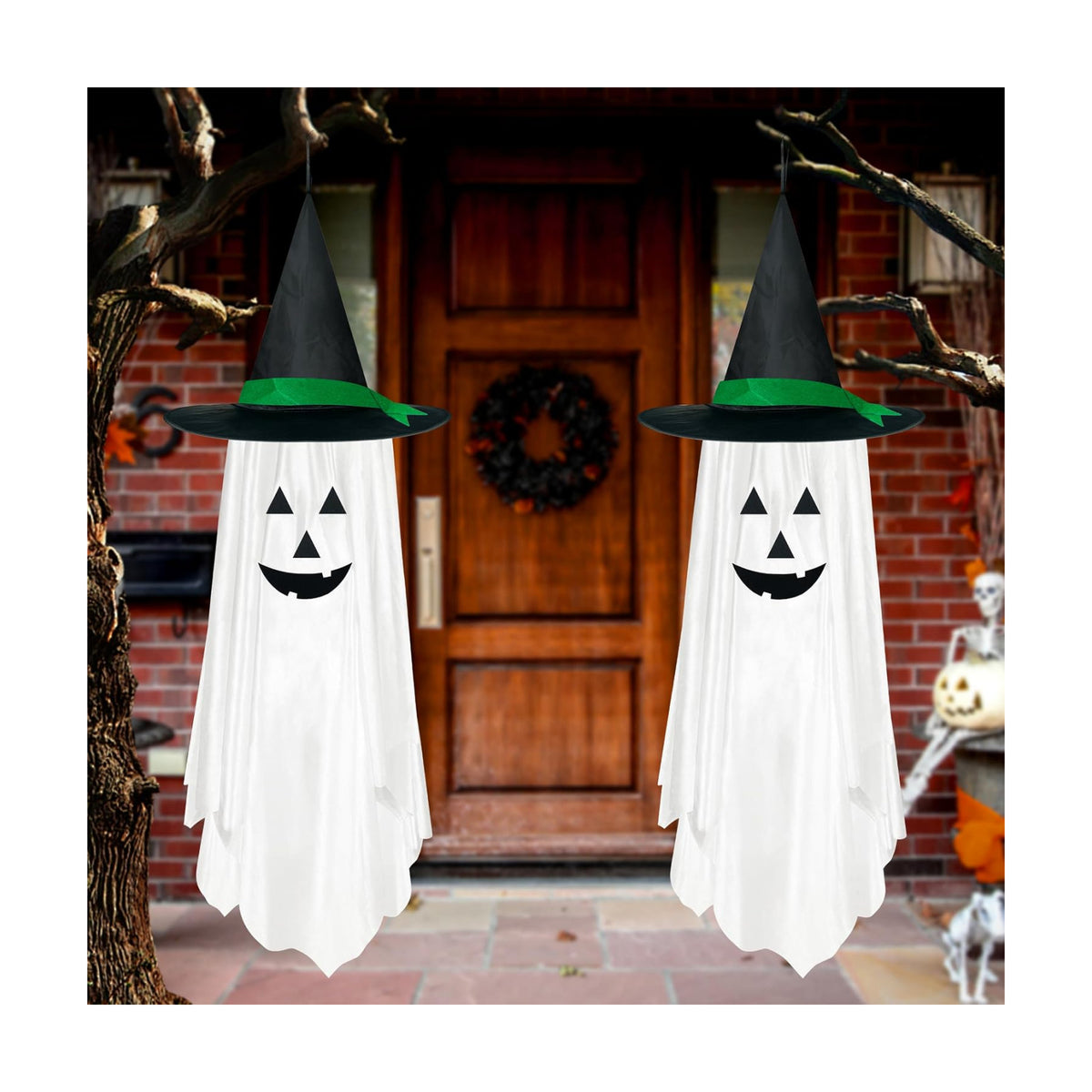 2 Pack Halloween Hanging Ghosts Decorations for Outdoor Garden Trees Porch