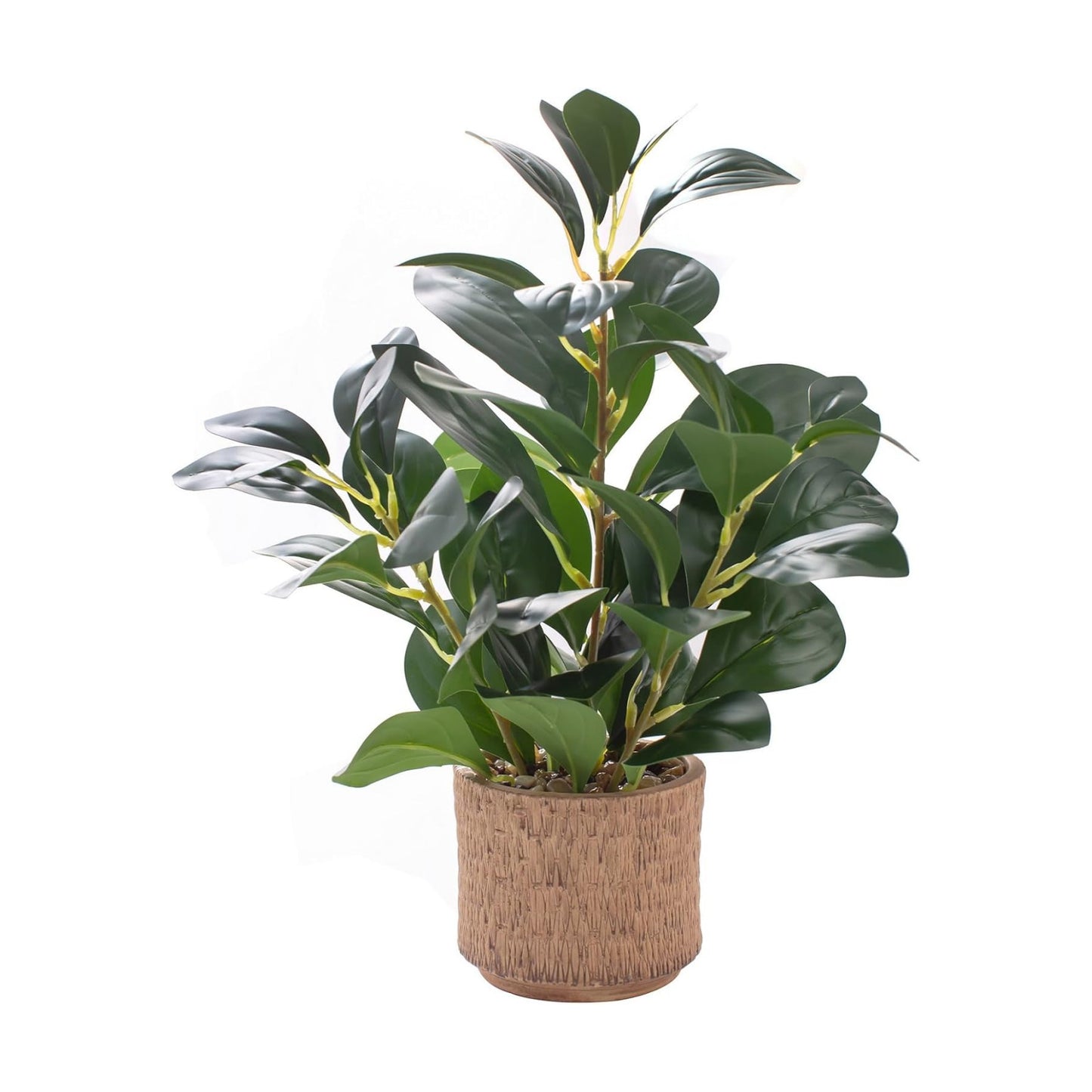 12.6" Fake Plants in Ceramic Vase Realistic Ficus Leaf Faux Plant for Desk Book / Plant B / Brown