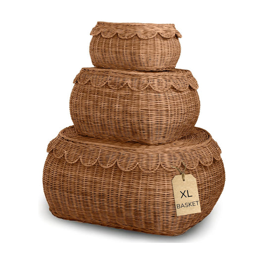 Large Scalloped Basket / Mocca / Set of 3