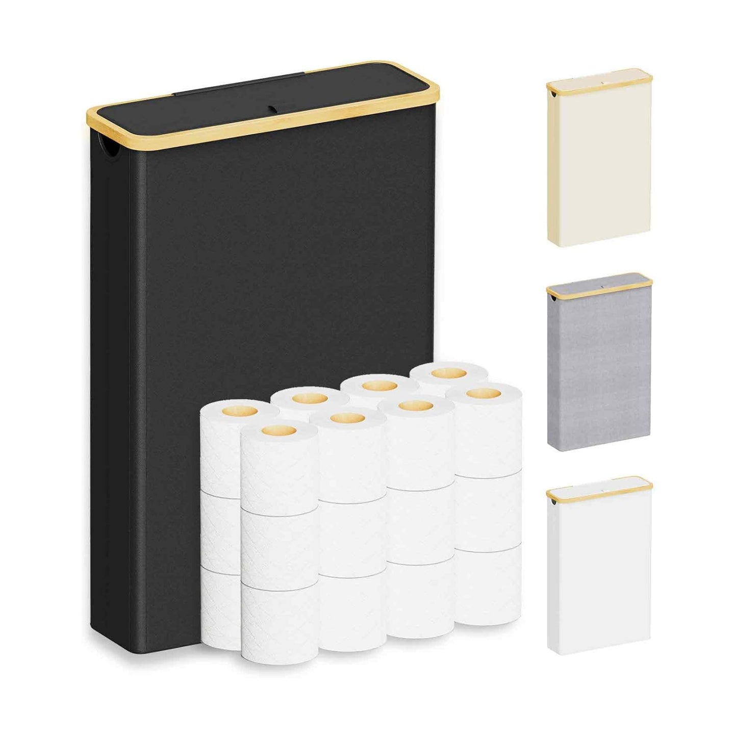 SpaceAid Extra Large Toilet Paper Storage with Lid, Hold up to 24 Regular Rolls or 18 Mega Rolls, Slim Toilet Paper