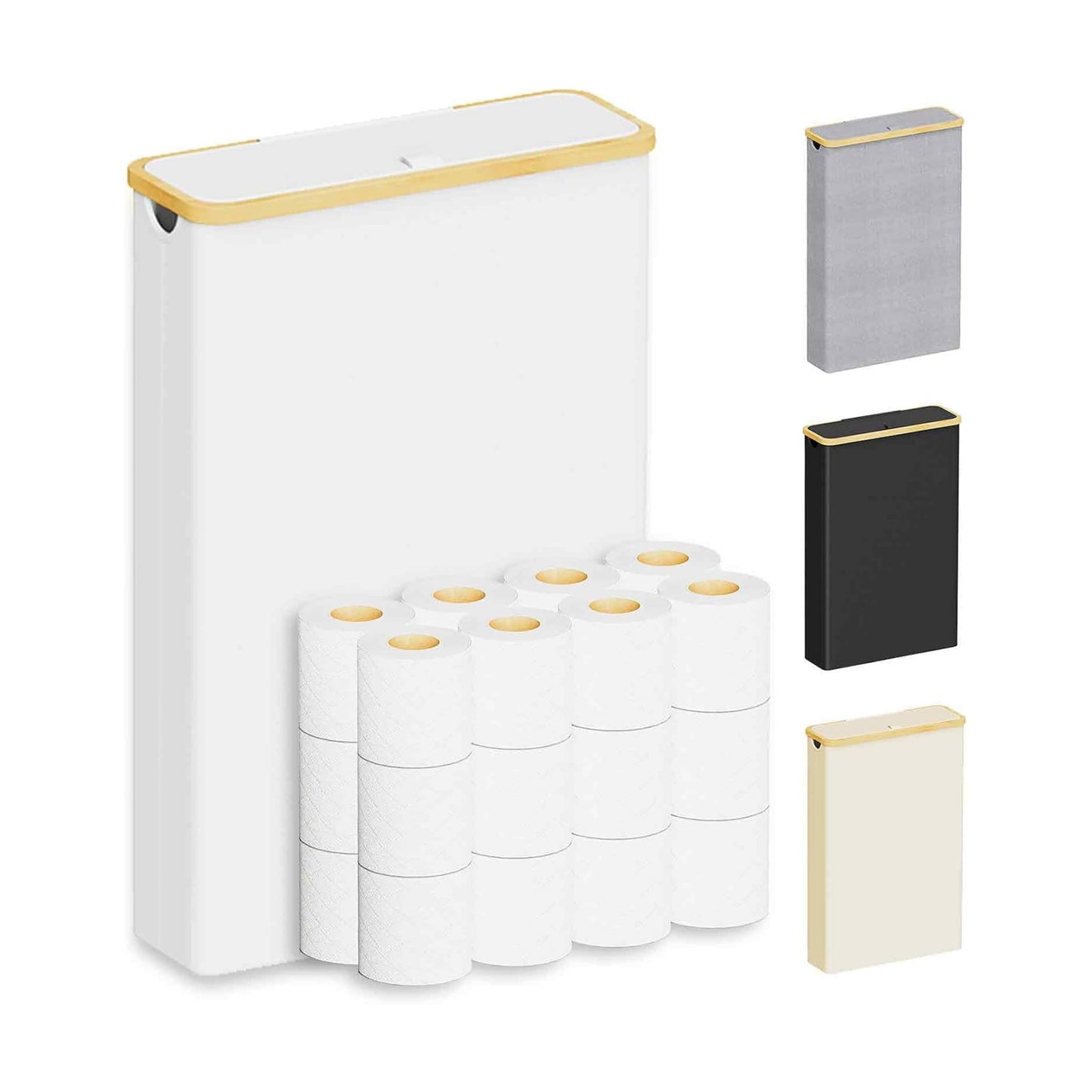 SpaceAid Extra Large Toilet Paper Storage with Lid, Hold up to 24 Regular Rolls or 18 Mega Rolls, Slim Toilet Paper