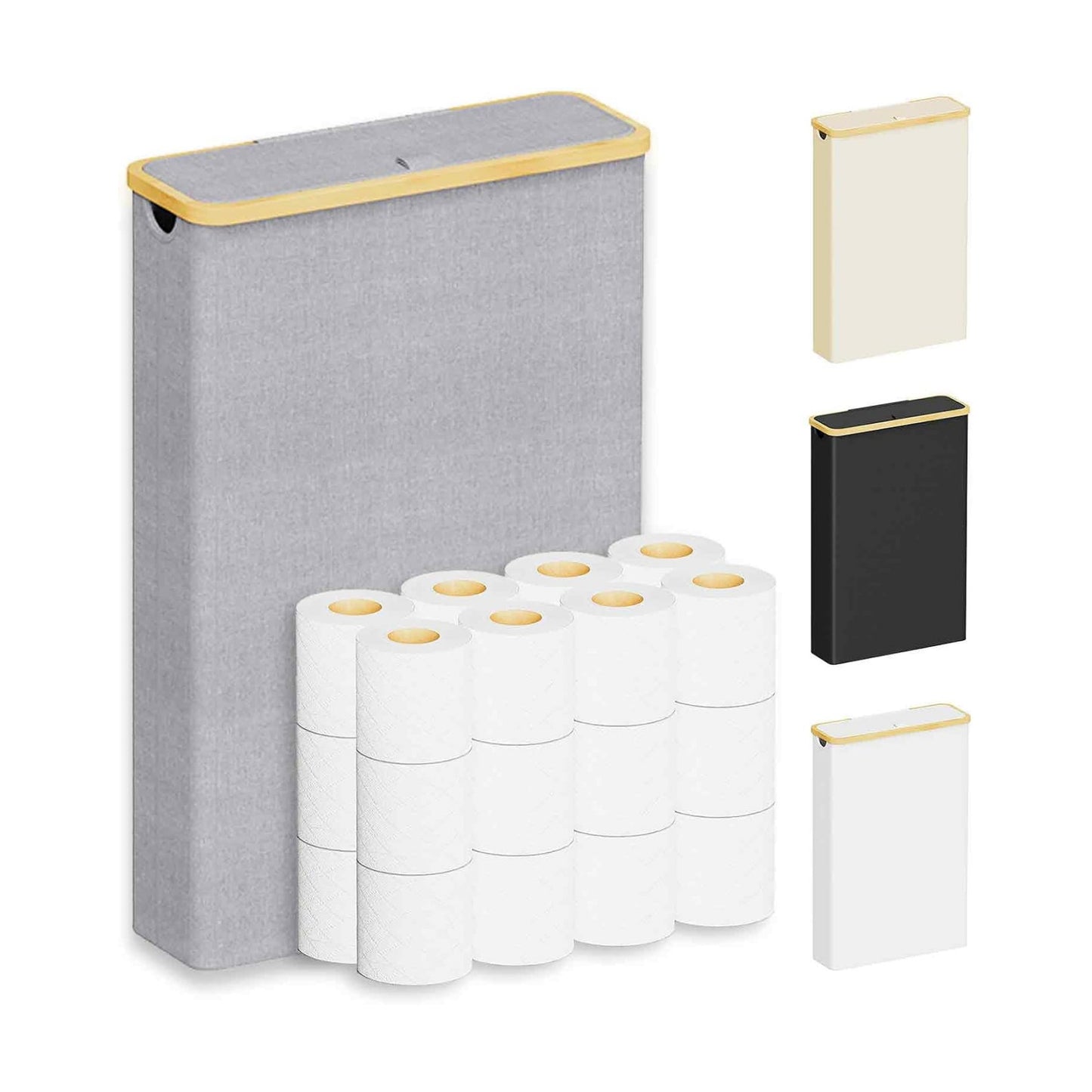 SpaceAid Extra Large Toilet Paper Storage with Lid, Hold up to 24 Regular Rolls or 18 Mega Rolls, Slim Toilet Paper