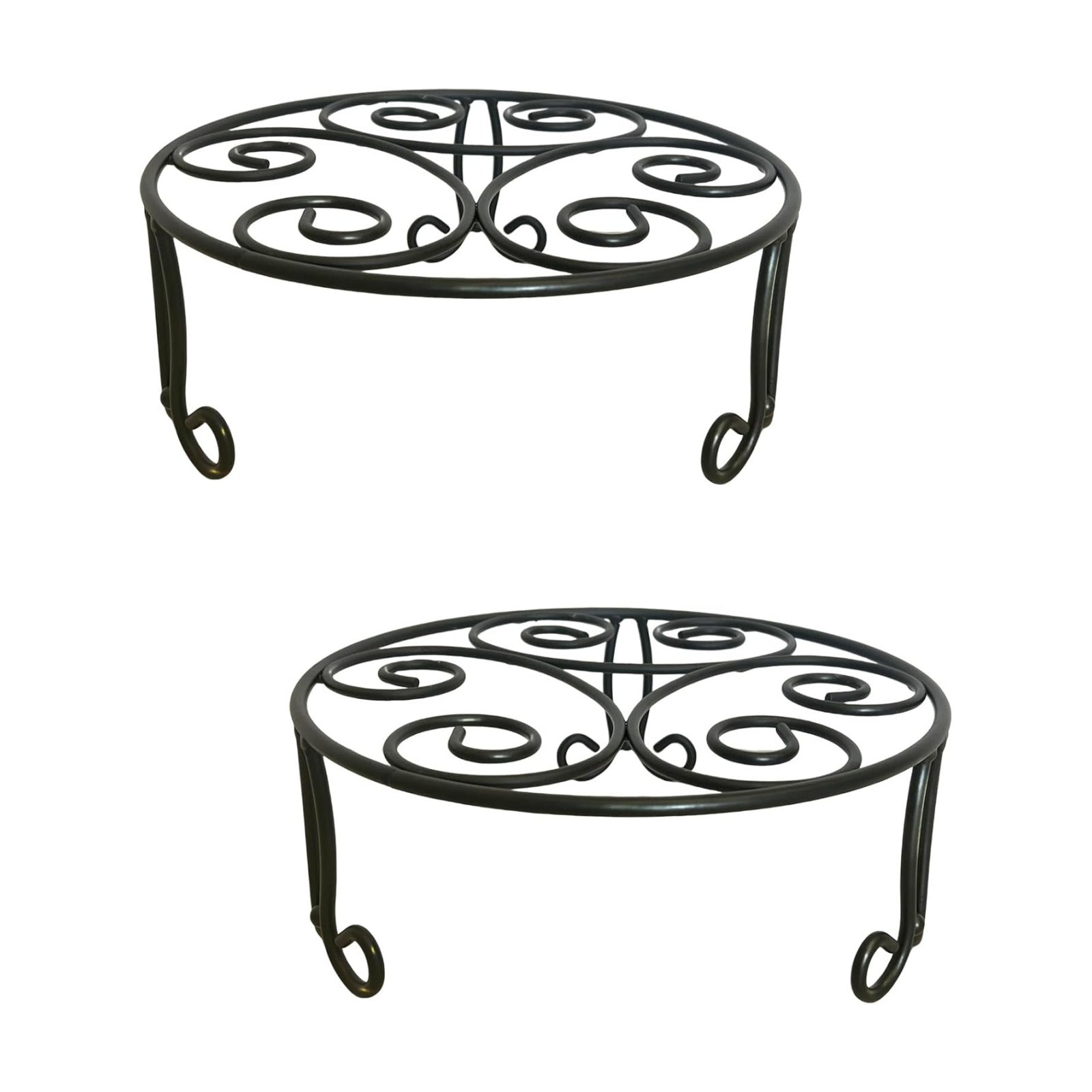 2 Pack Iron Plant Stand Low Profile,13 Inch Diameter Wide Round Metal Flower Stand for Indoor Outdoor Large Plants