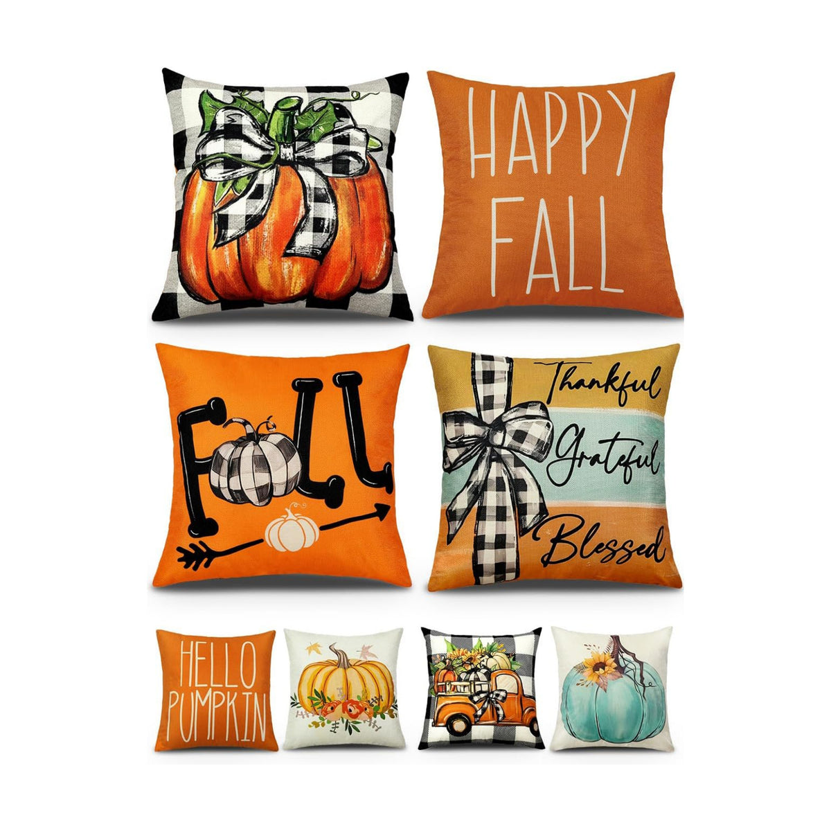 multiwins Fall Pillow Covers 16x16 4Pcs Double-Sided Print for Home Decor