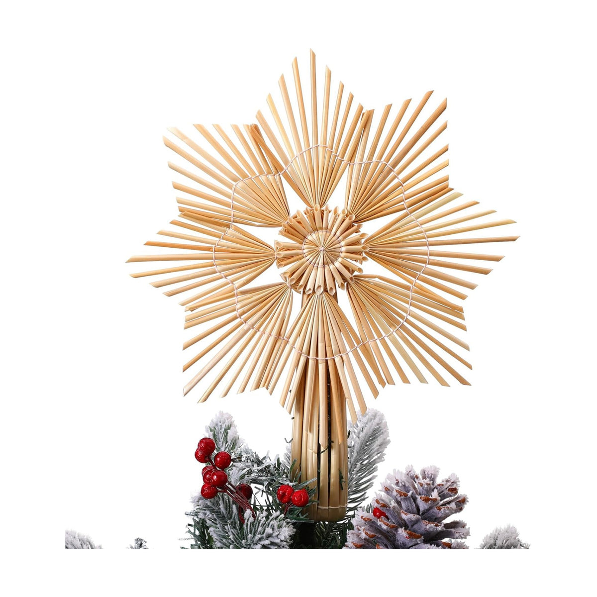 Lineshading Straw Star Tree Topper 10x12 Scandinavian Snowflake,Classic
