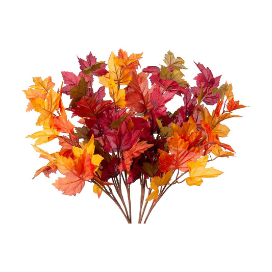 INXUGAO Artificial Fall Maple Leaves Stem, 21.6“ Fake Branches, 6PCS